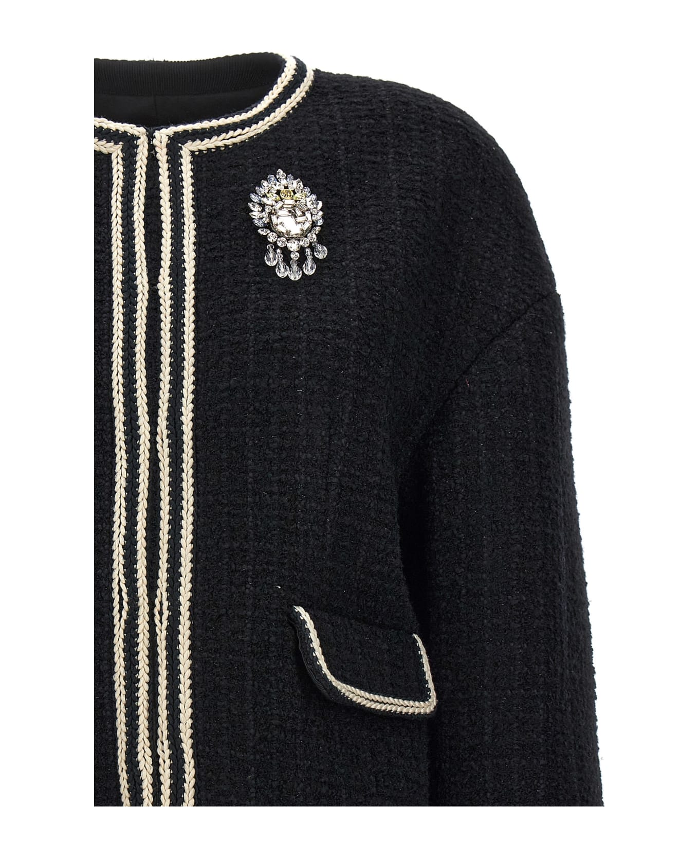 Gucci 'interlocking G' Pin Tweed Jacket - White/Black