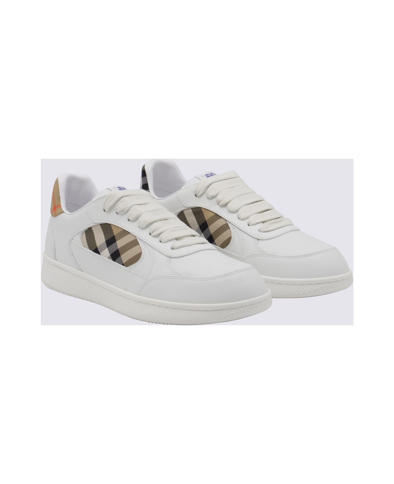 Burberry White Leather Mf Terrace Mix Sneakers - WHITE/SAND IP CHECK