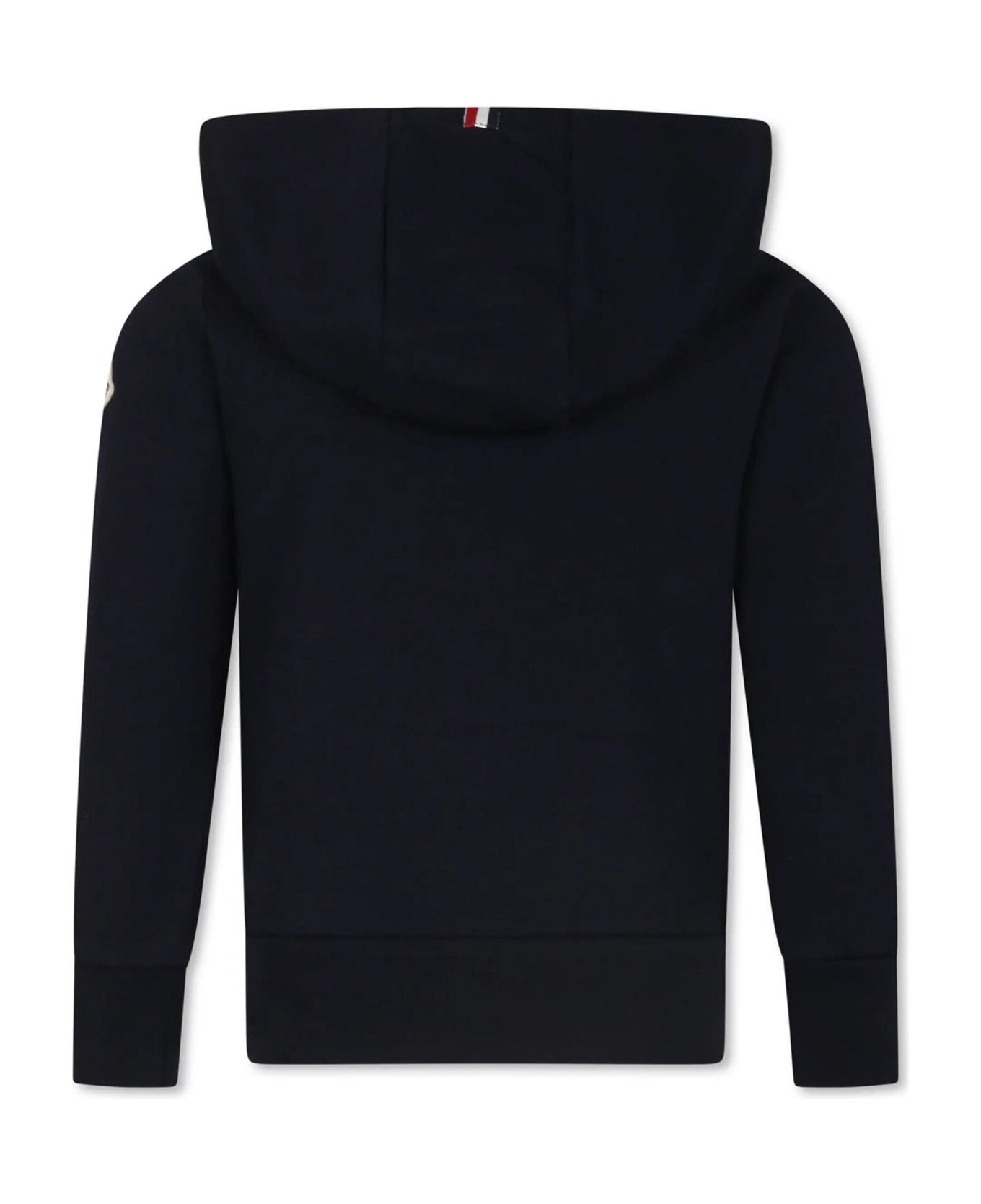 Moncler Logoed Hoodie With Zip In Night Blue - Blue