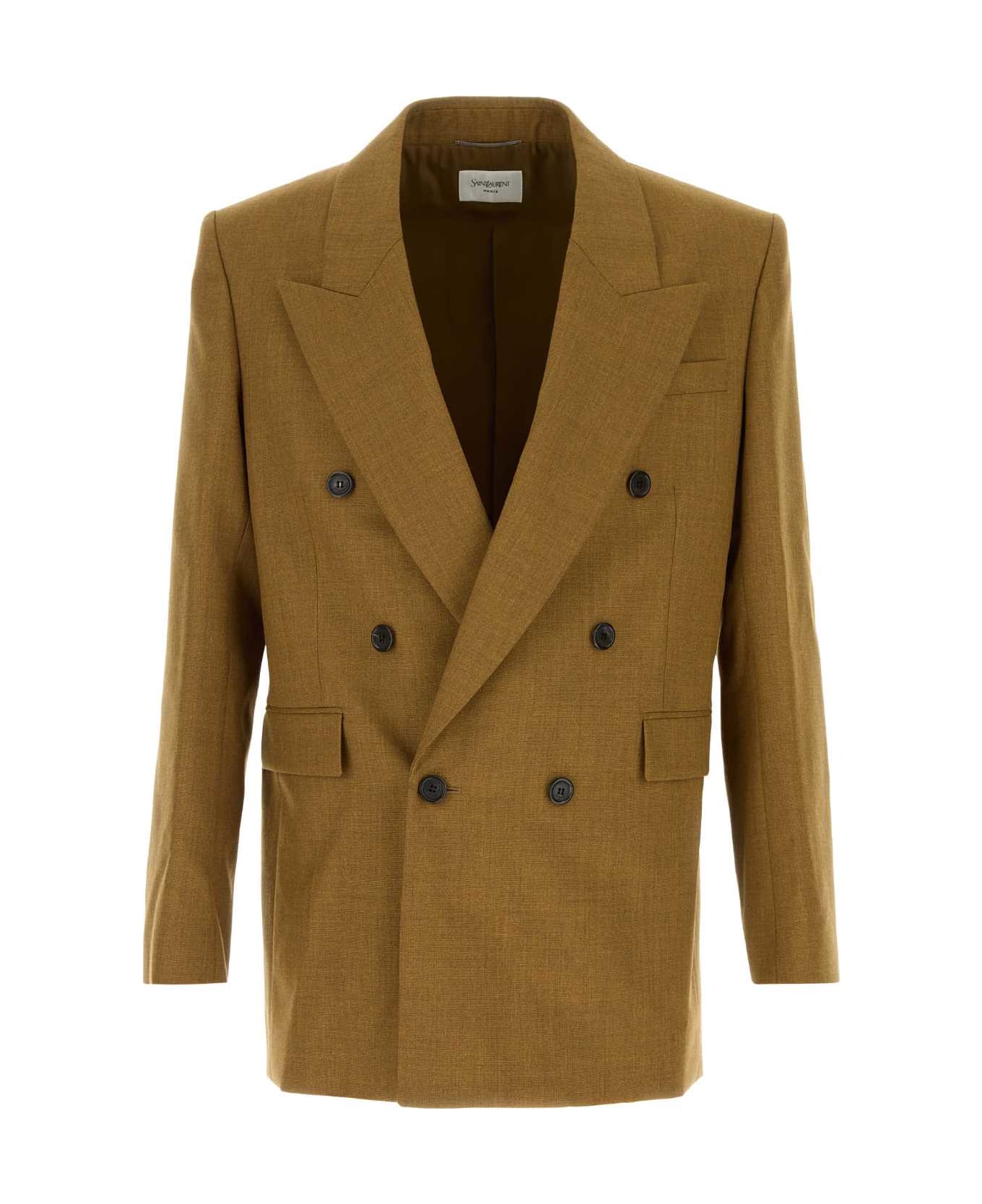Saint Laurent Khaki Wool Blazer - MOUTARDE