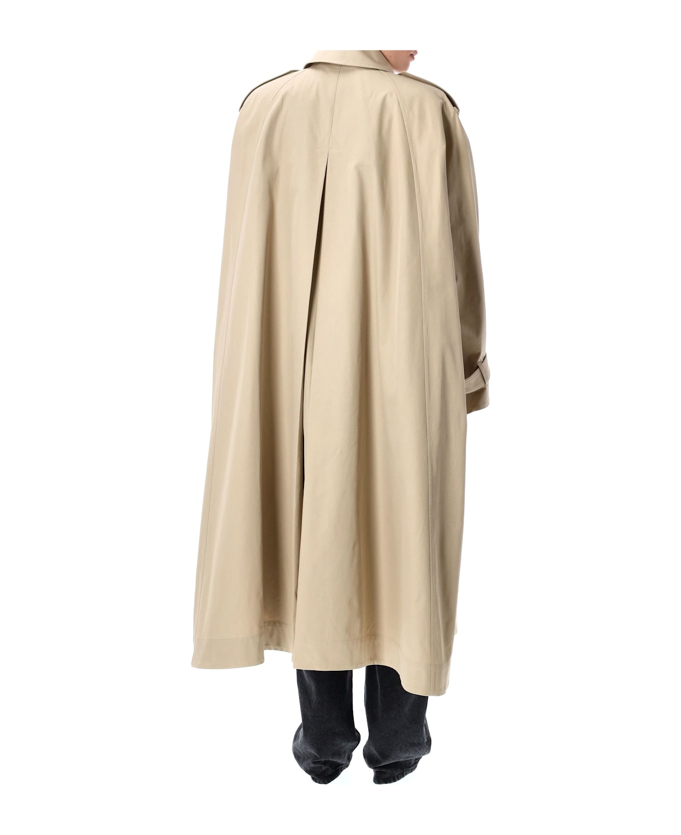 Saint Laurent Cotton Twill Cape Trench Coat - BEIGECLAIR