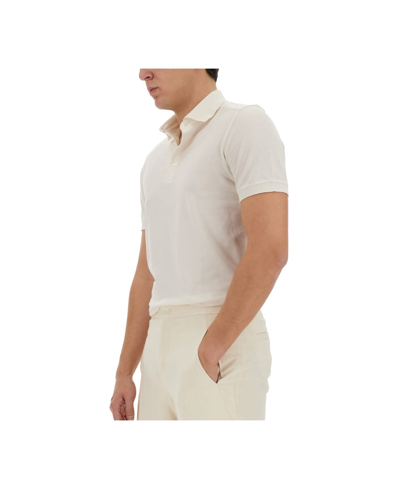 Zegna Cotton And Silk Polo Shirt - WHITE