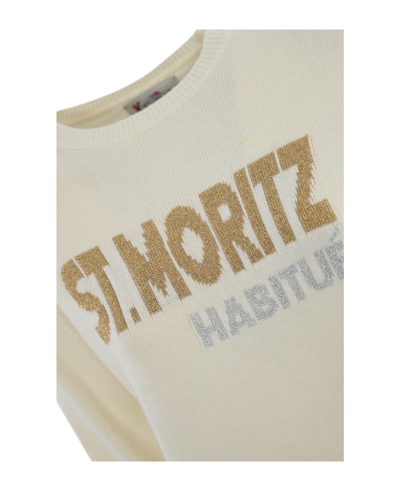 MC2 Saint Barth "st. Moritz Habitue" Sweater In Cream Wool Blend - Panna