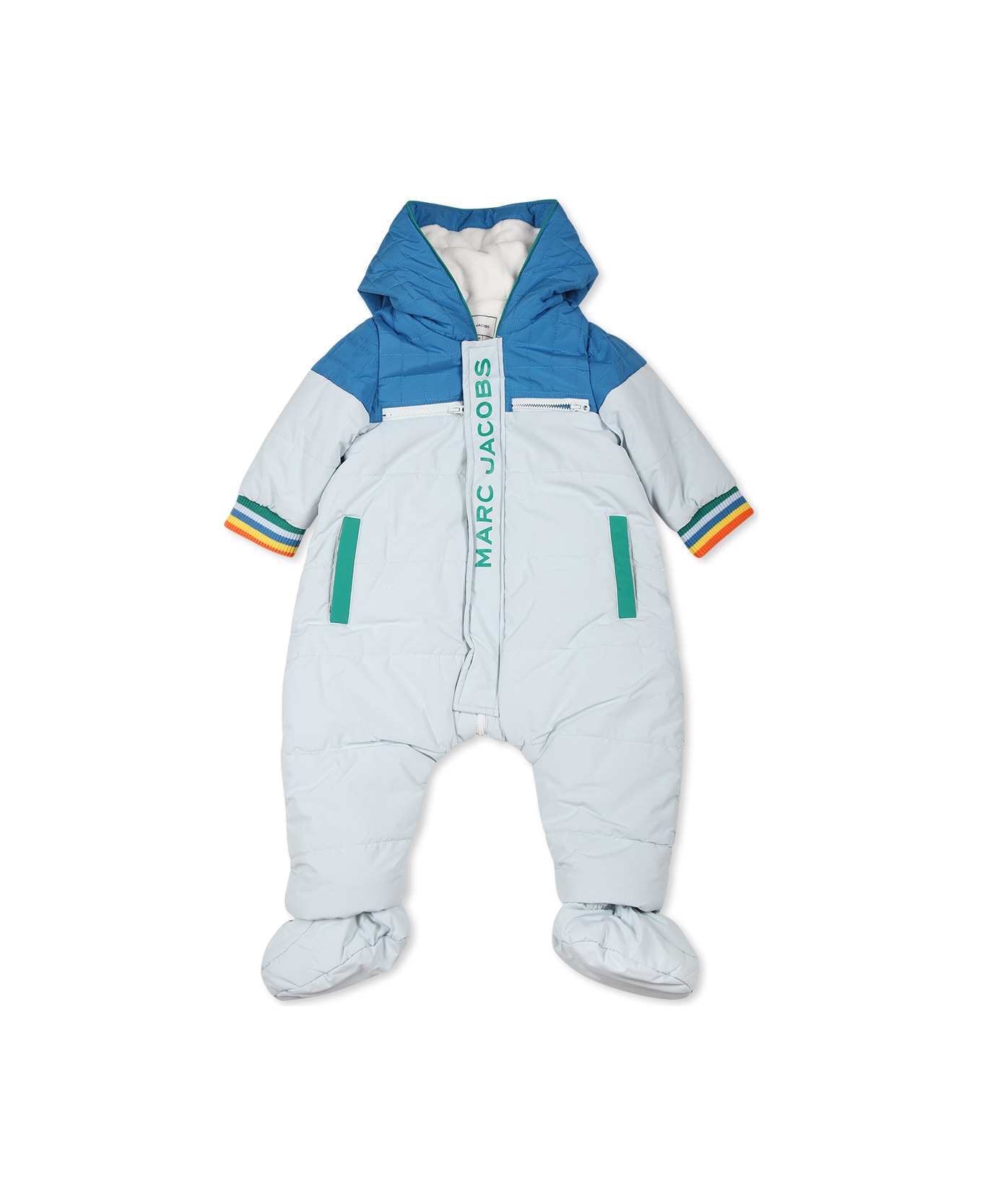 Marc Jacobs Light Blue Down Jacket For Baby Boy With Logo - Light Blue