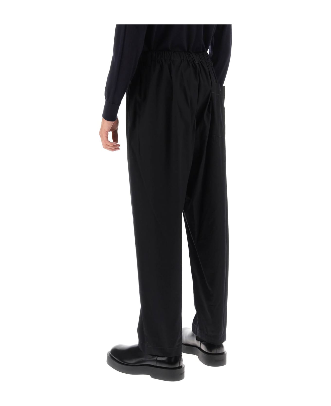 Lemaire Loose Pants In Cotton Twill - BLACK (Black)