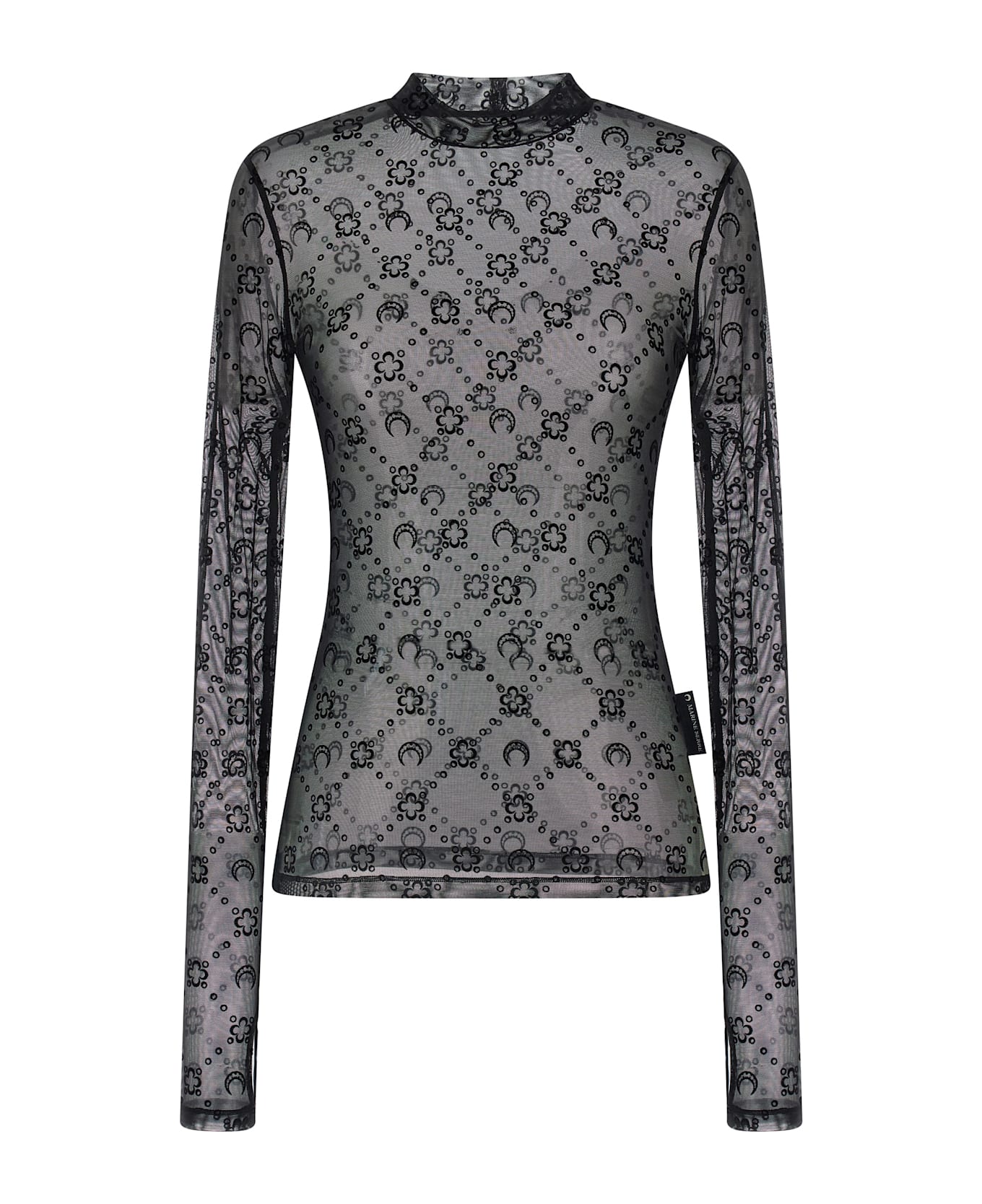 Marine Serre Flocked Moonogram Top - Black  