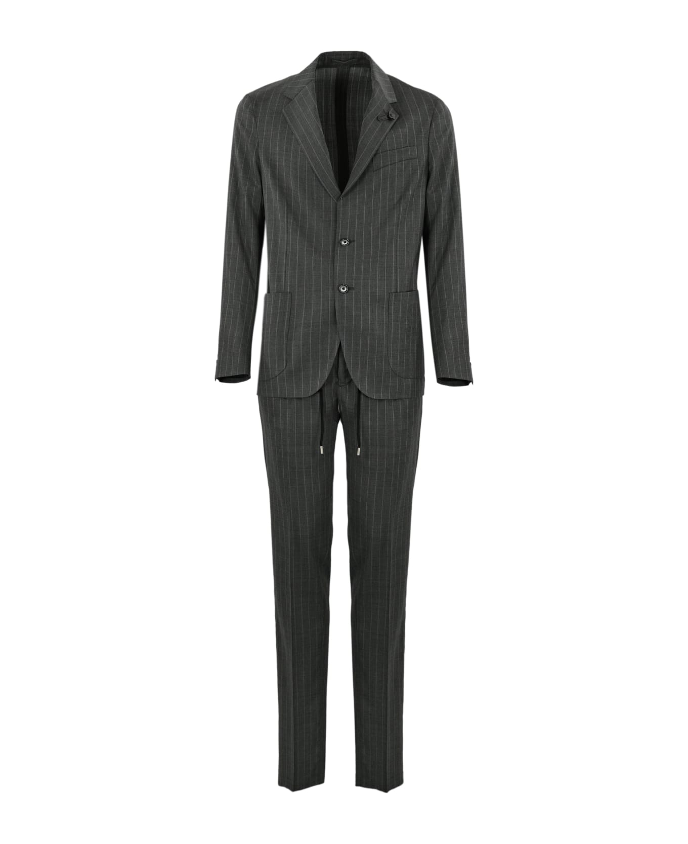 Lardini Pinstriped Suit With Lace-up Trousers - Grigio