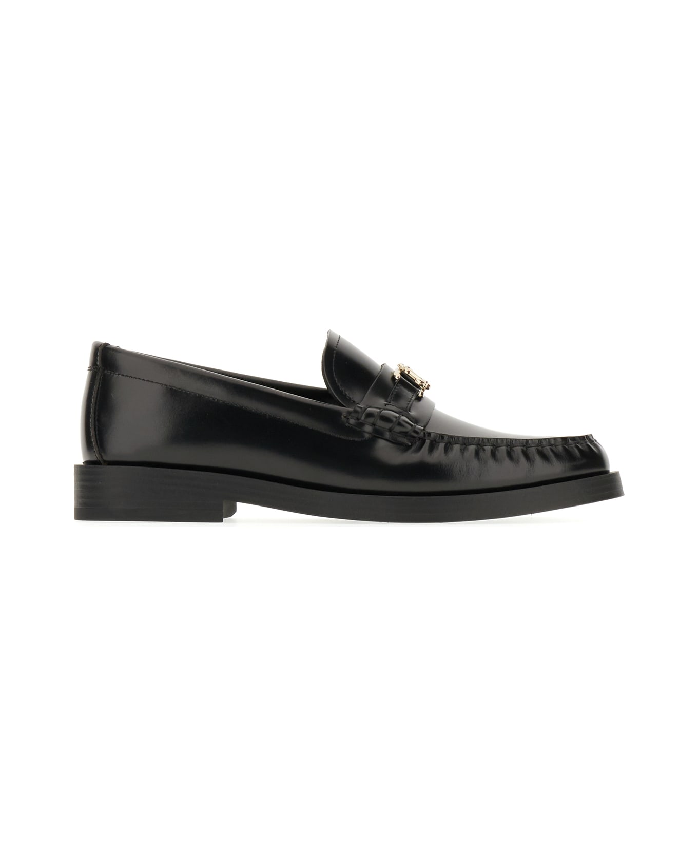 Jimmy Choo Black Leather Addie Loafers - BLACK