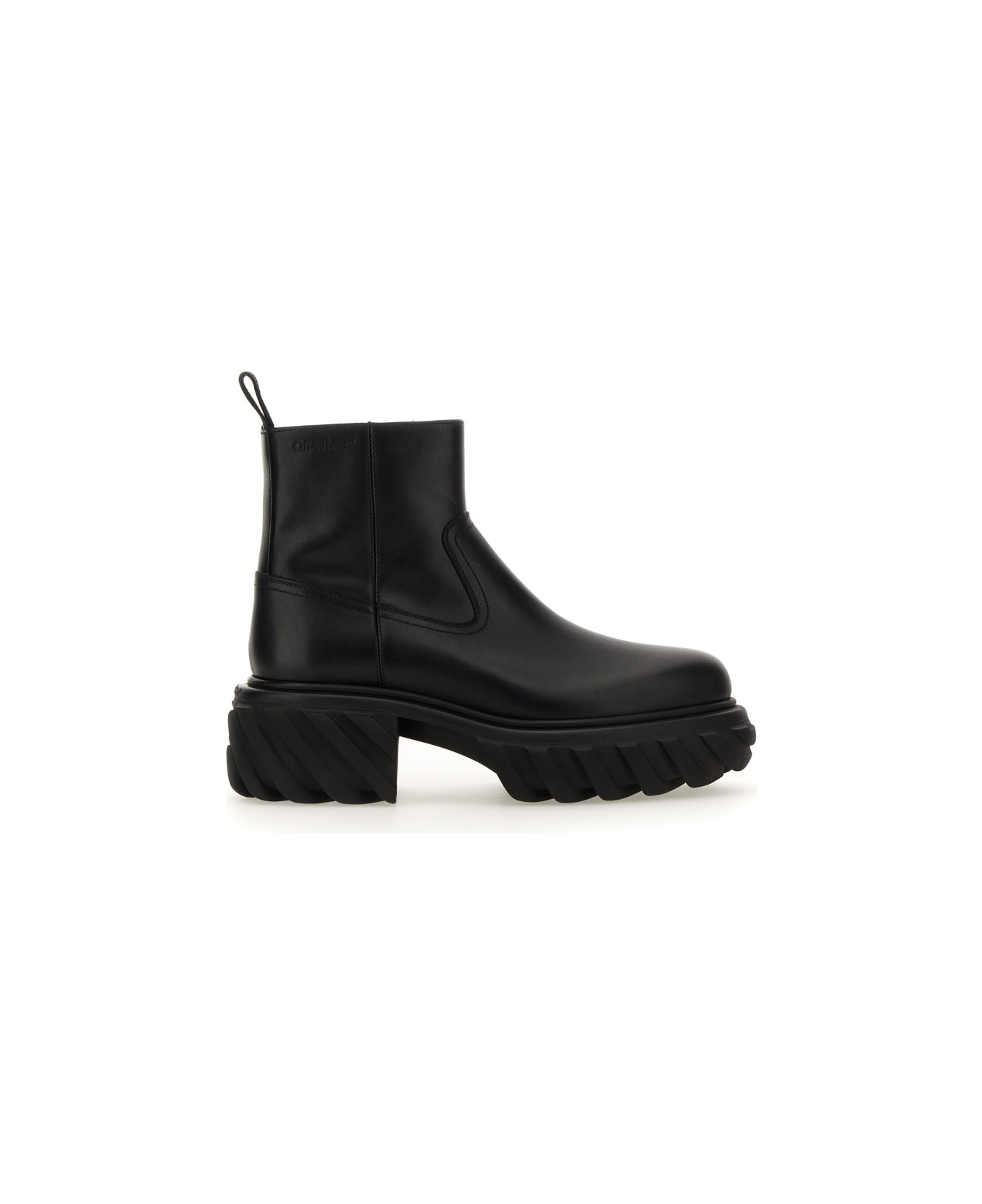 Off-White Leather Boot - BLACK