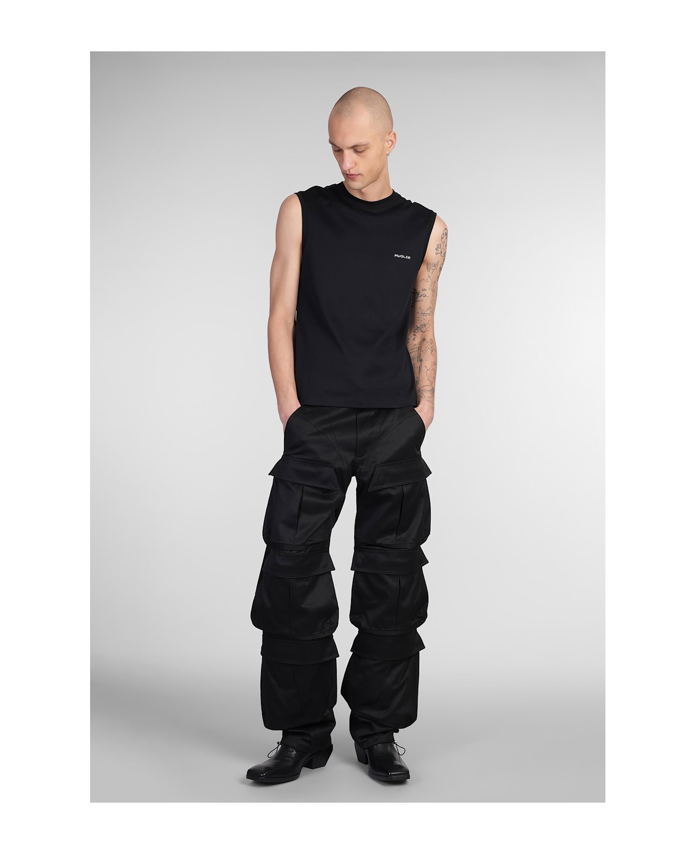 Mugler Tank Top In Black Cotton - black