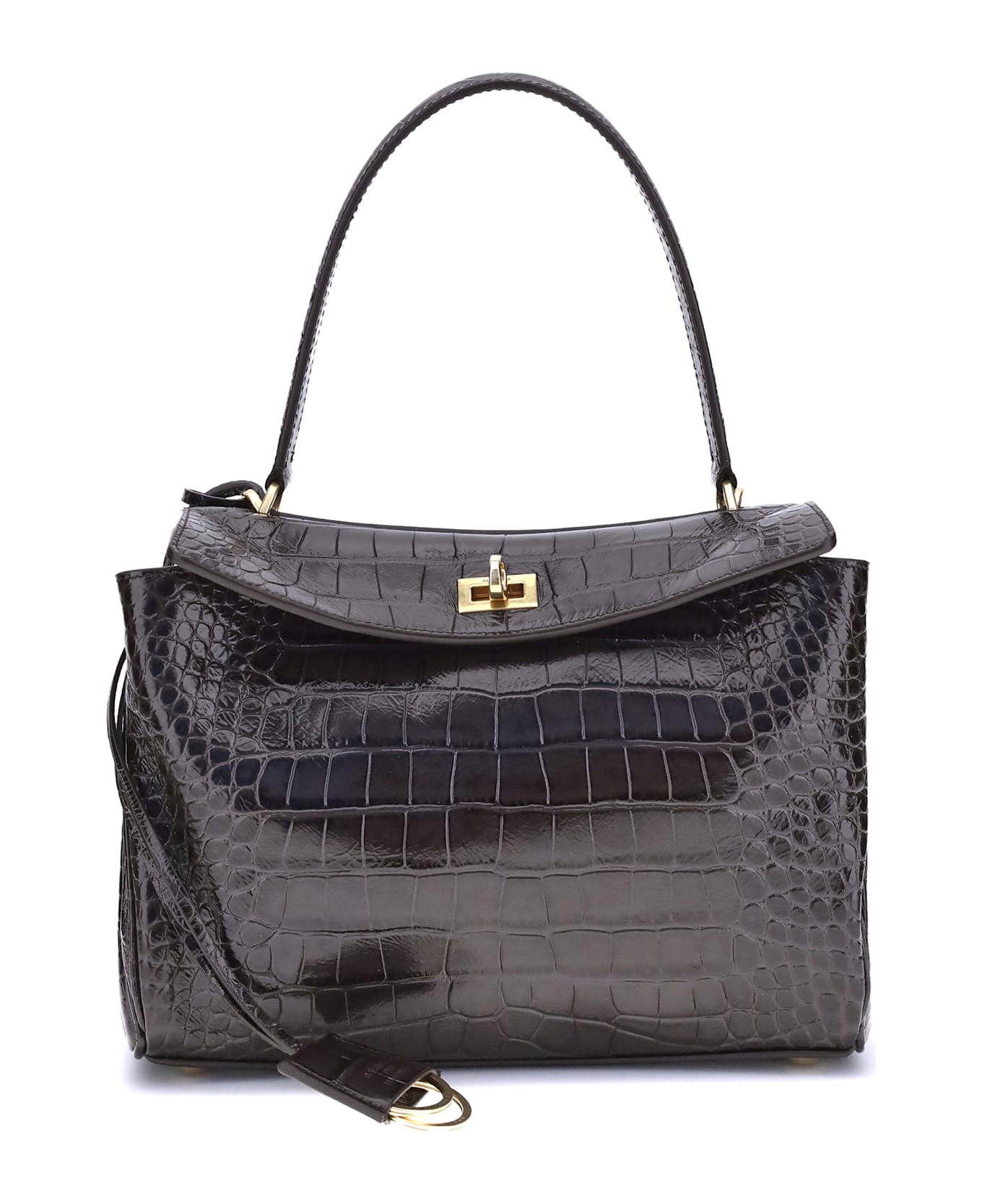 Balenciaga Rodeo Shoulder Bag In Crocodile-print Leather