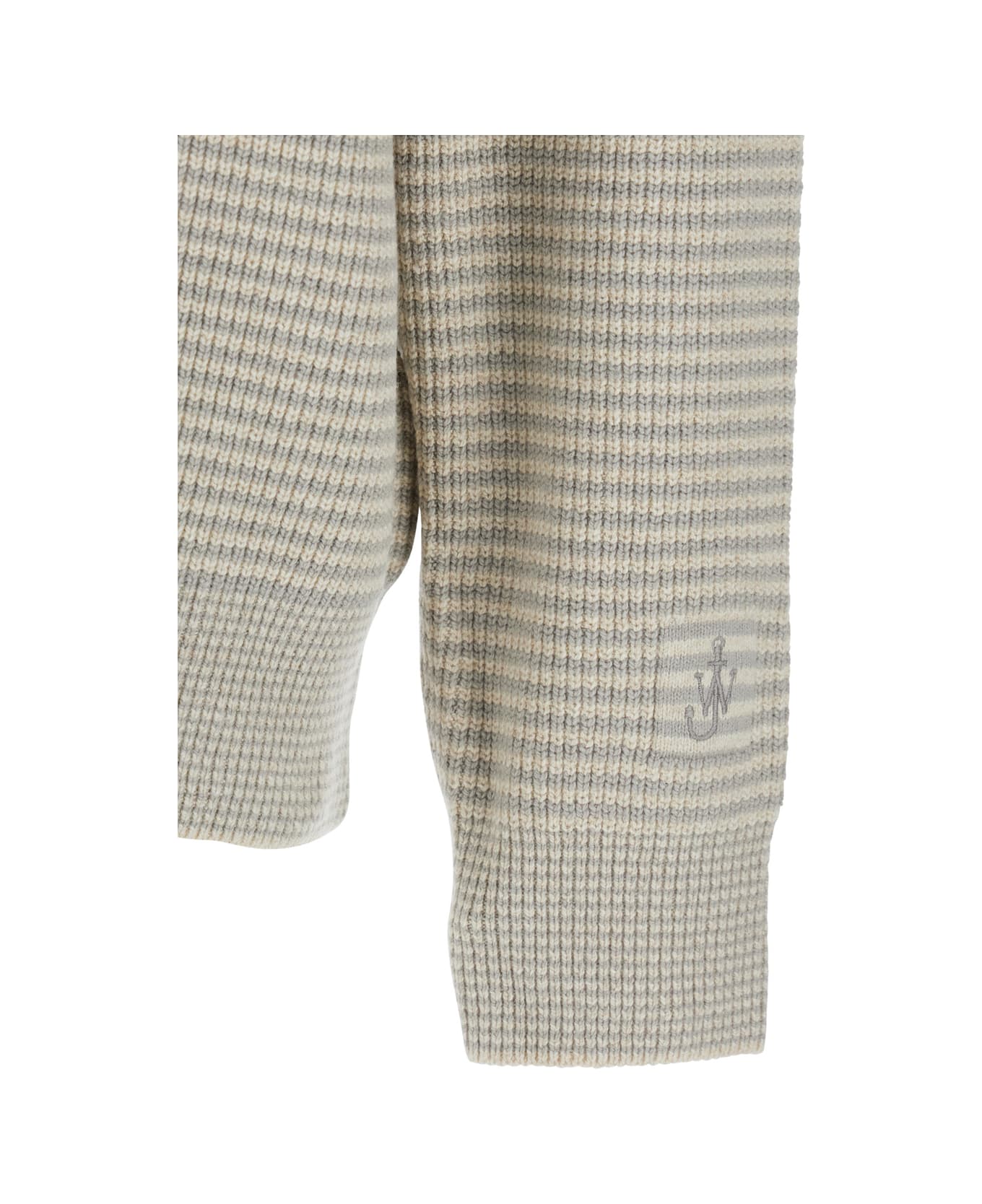 J.W. Anderson Grey Sweater With Half Zip Closure On The Front In Cotton Piquet Man - SAND/STONE