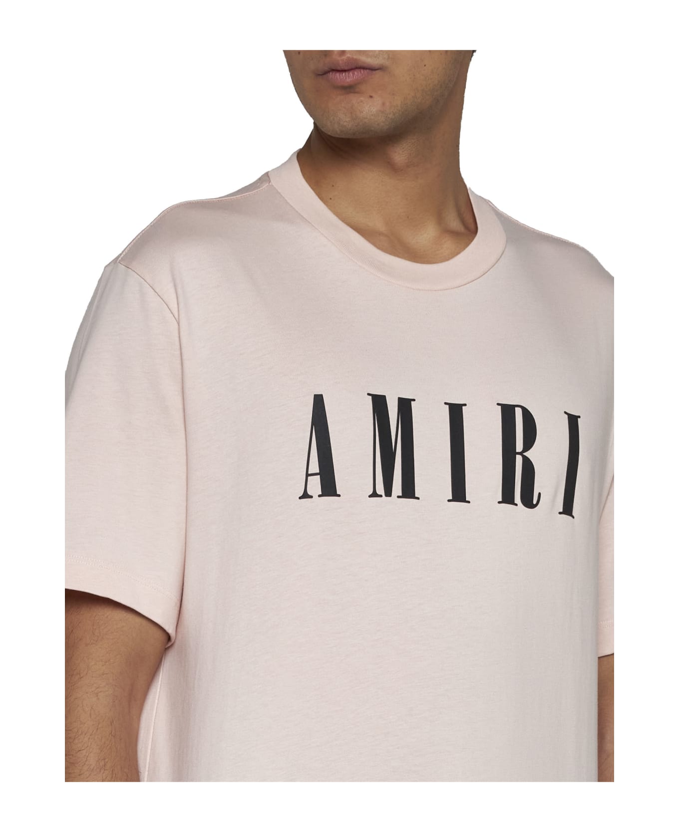 AMIRI Pink Crew Neck T-shirt Iin Cotton Man - Cream tan