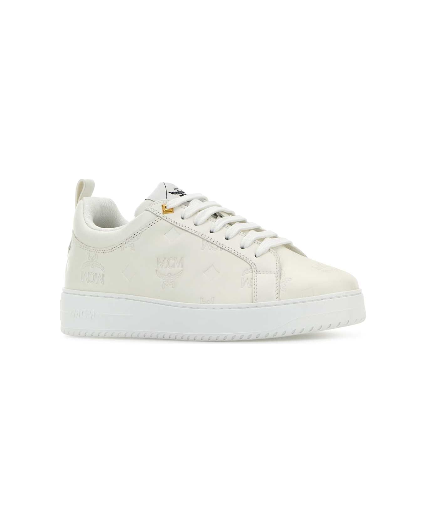 MCM White Leather New Terrain Sneakers - EGRET