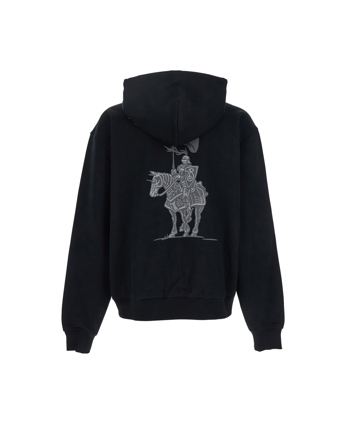 Burberry Ekd Motif Zip-up Drawstring Hoodie - Black