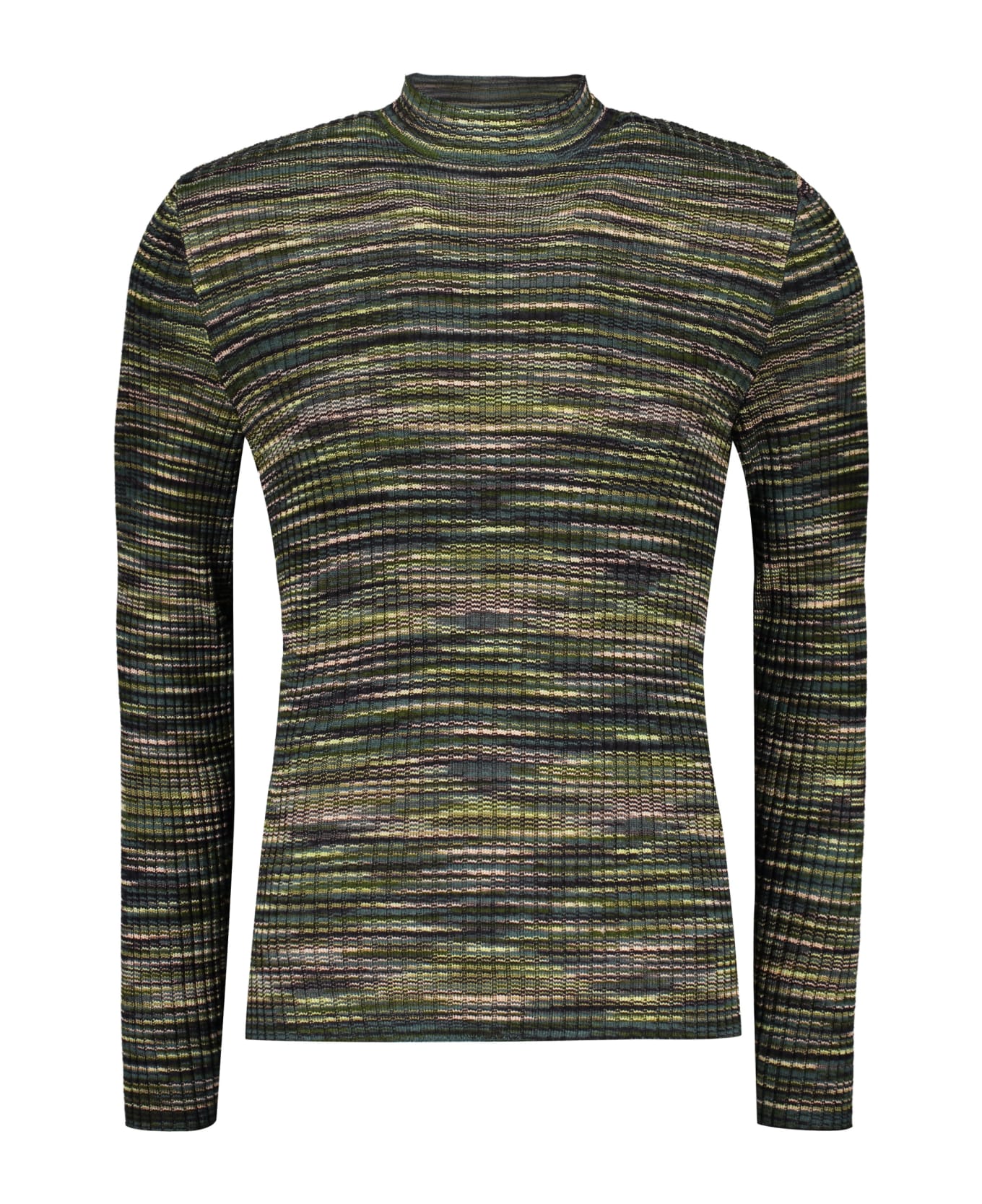M Missoni Ribbed Wool Turtleneck Sweater - green