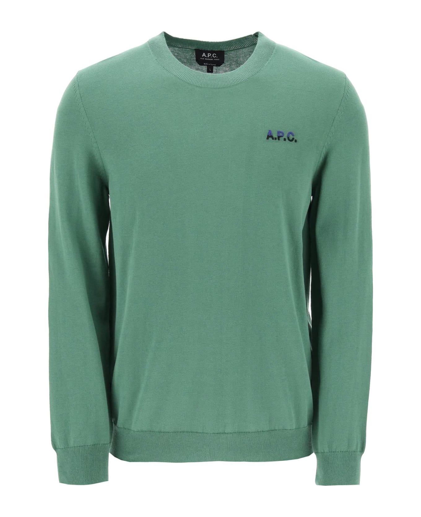 A.P.C. Cotton Crewneck Sweater - Tki Vert Marine name:475