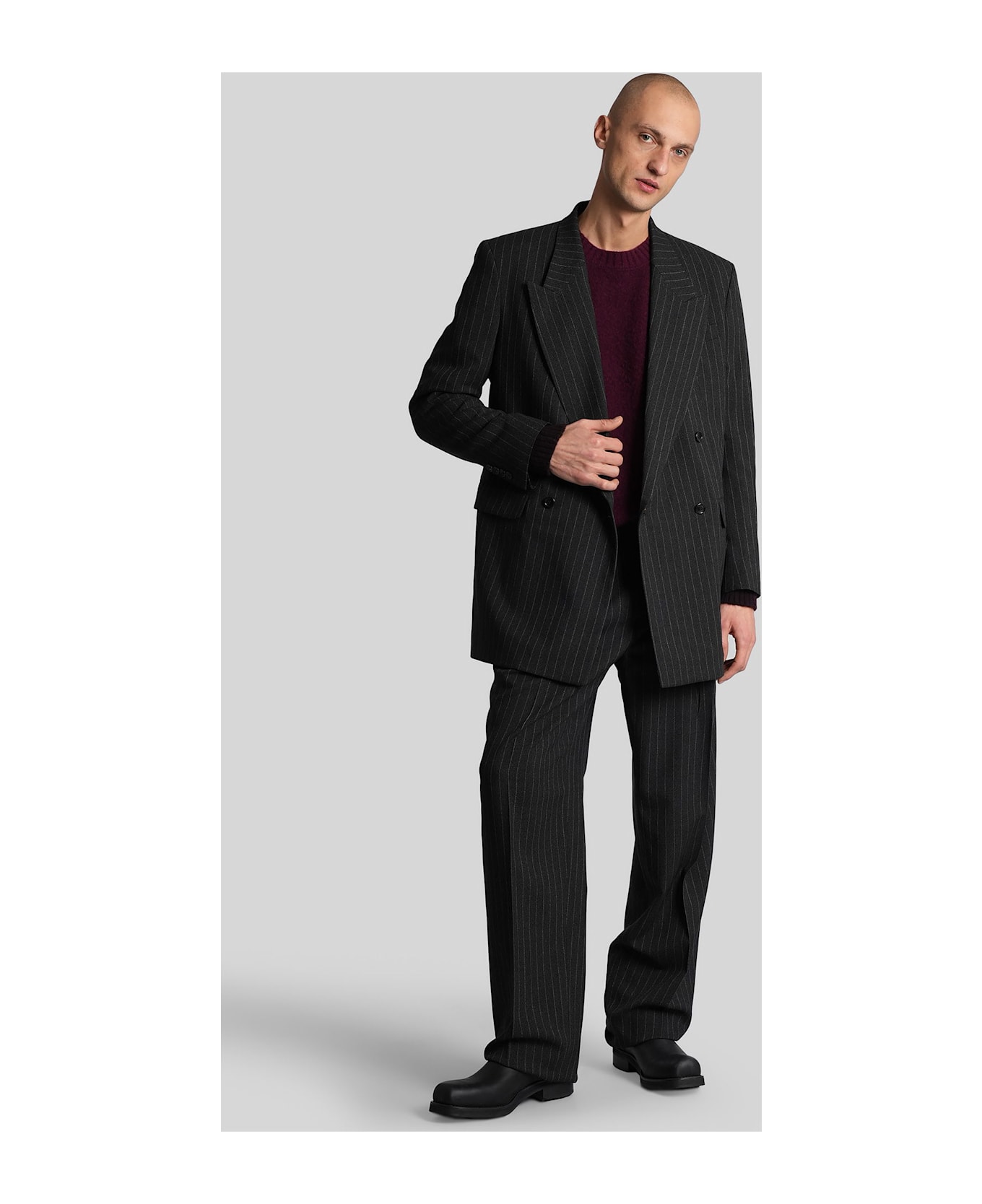 Paura Nicos Blazer In Grey Wool - grey