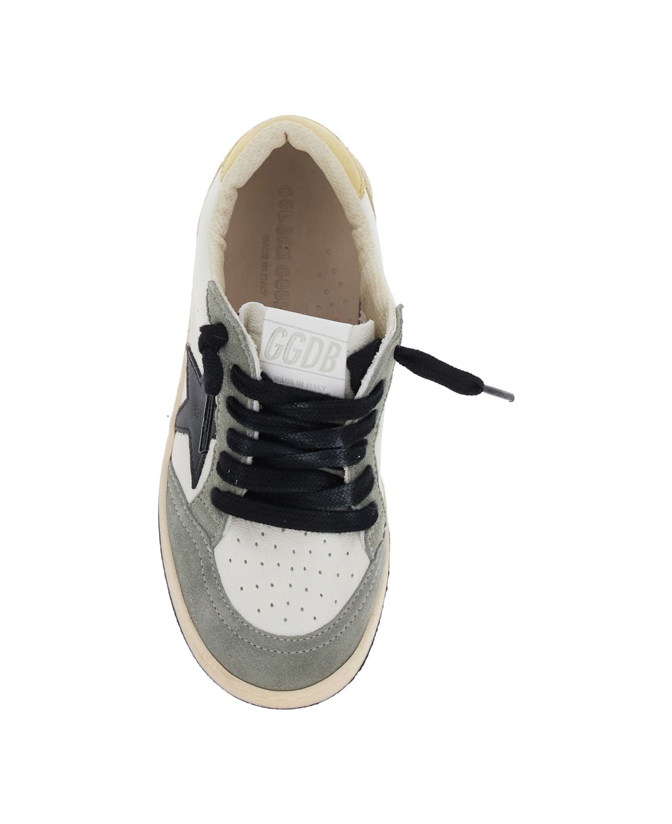 Golden Goose 
ballstar
 White Low Top Sneakers With Star Patch On The Side And Maxi Lettering On The Rear In Leather Boy - White