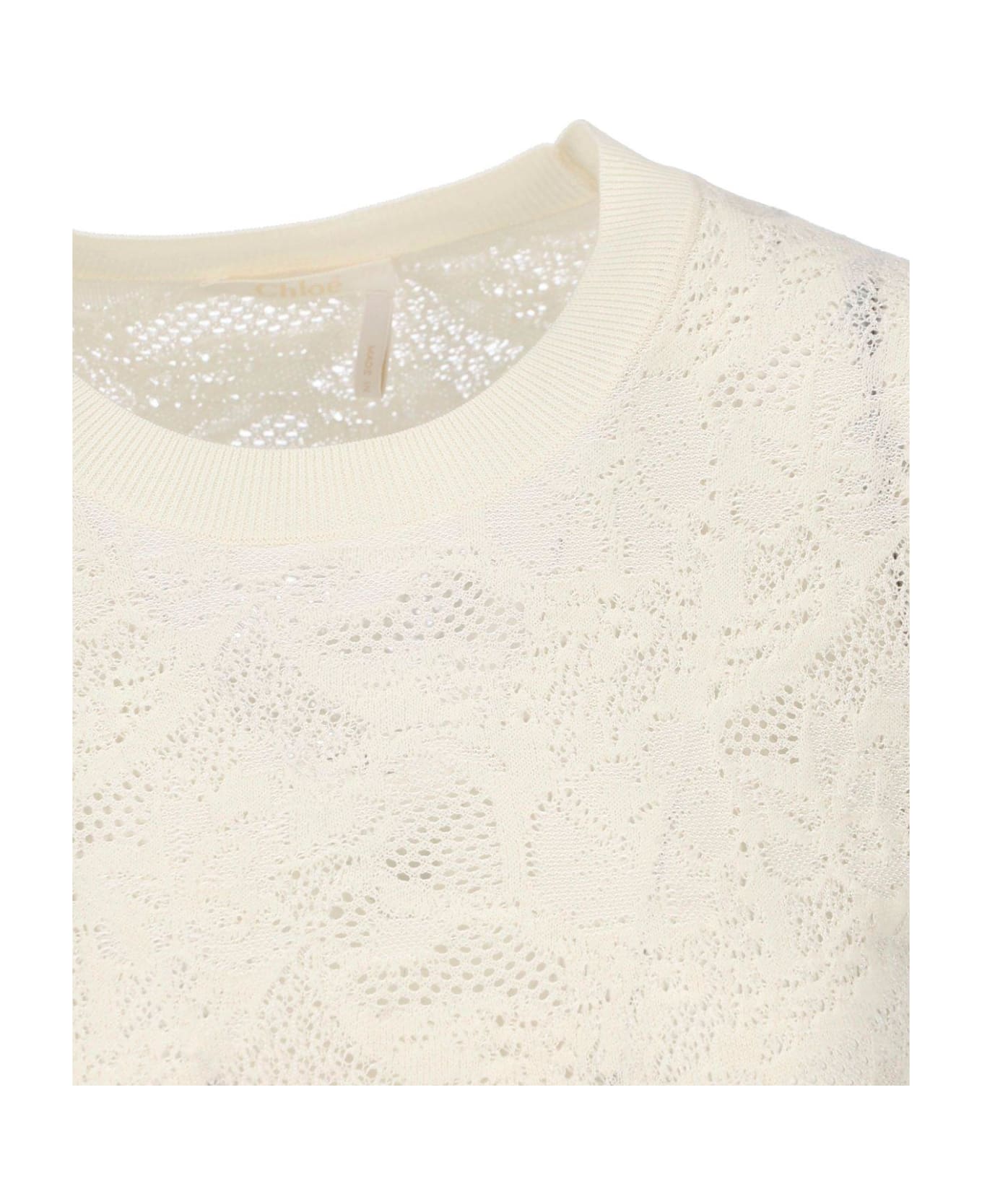 Chloé Guipure Effect Top - White トップス