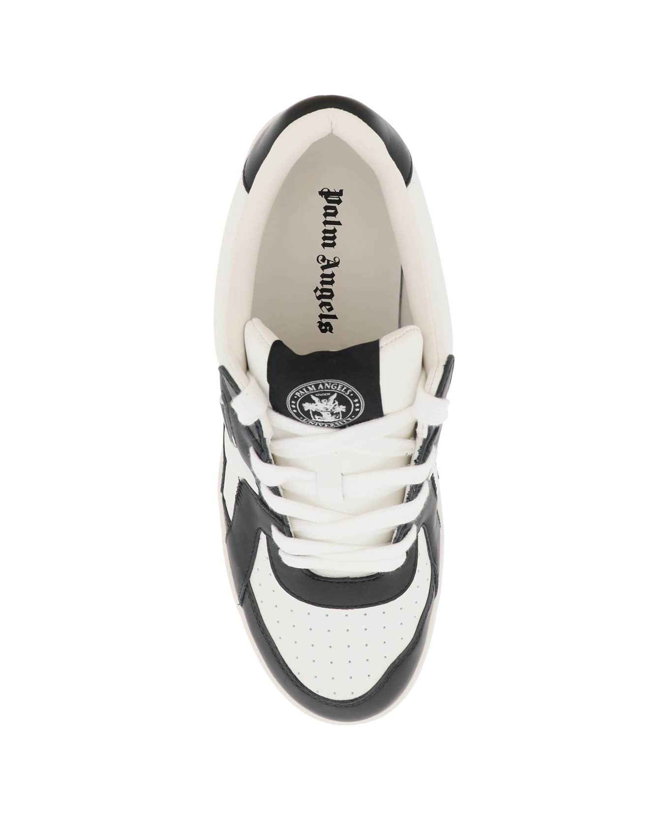 Palm Angels Palm University Leather Sneakers - White Blac