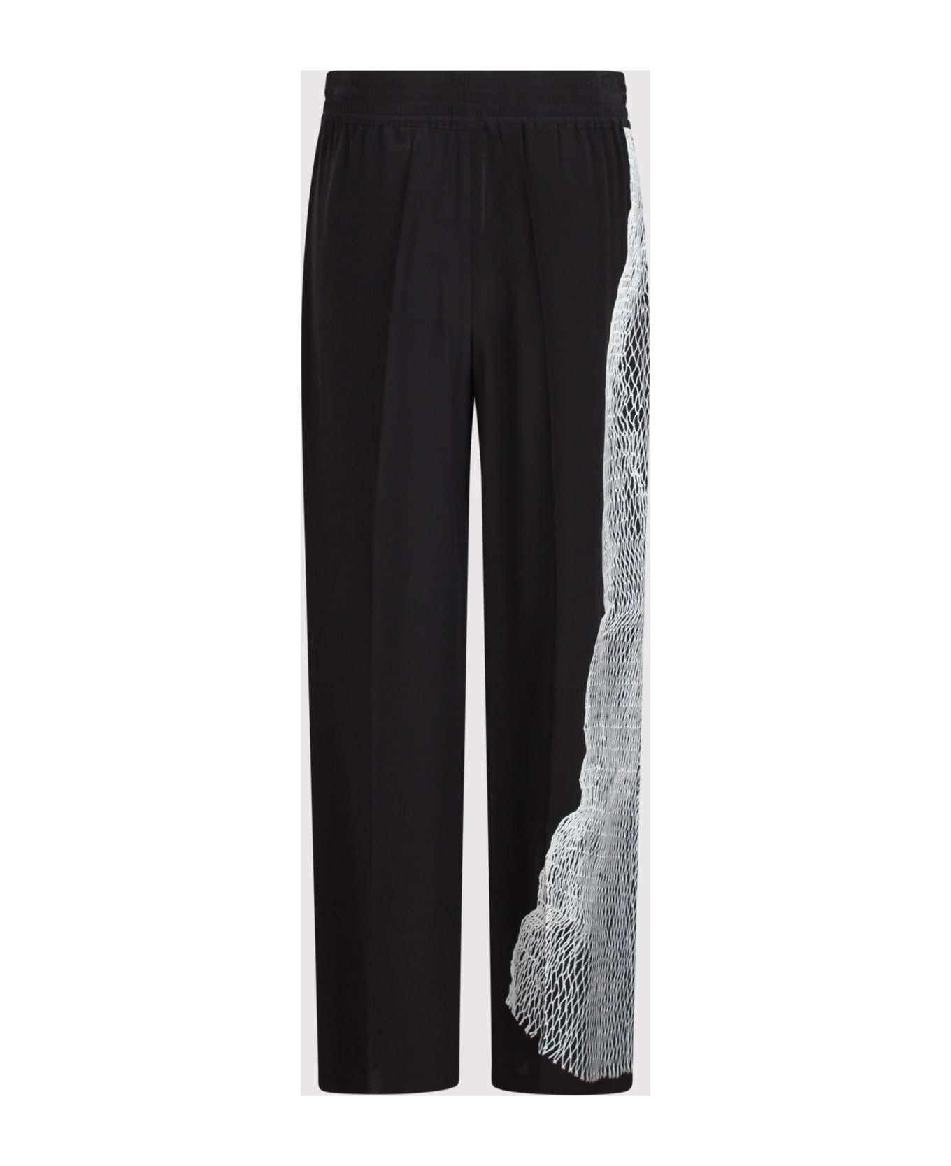 Victoria Beckham Wide-leg Trousers With Graphic Mesh Print