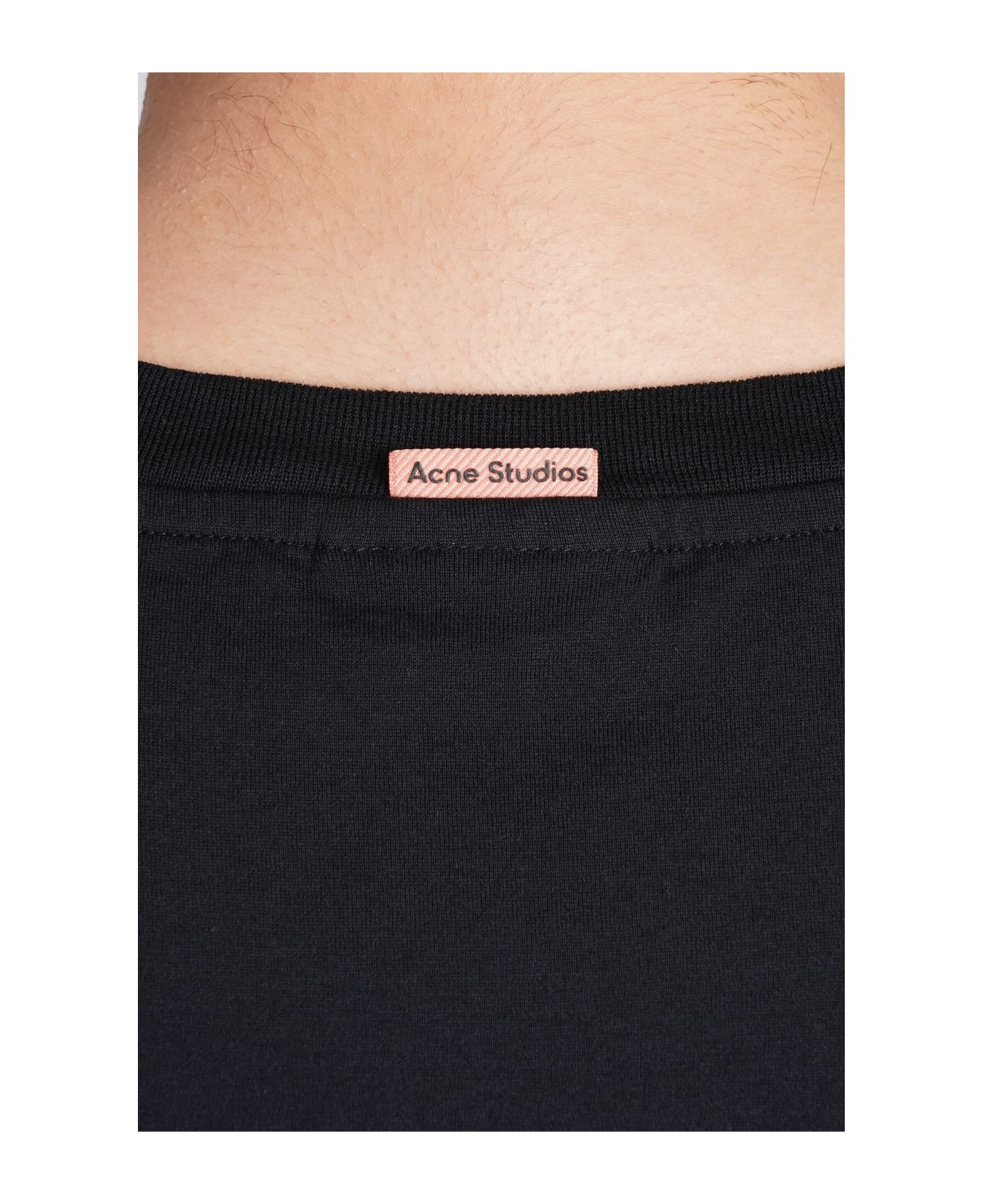 Acne Studios Logo T-shirt Topwear In Black Cotton - black