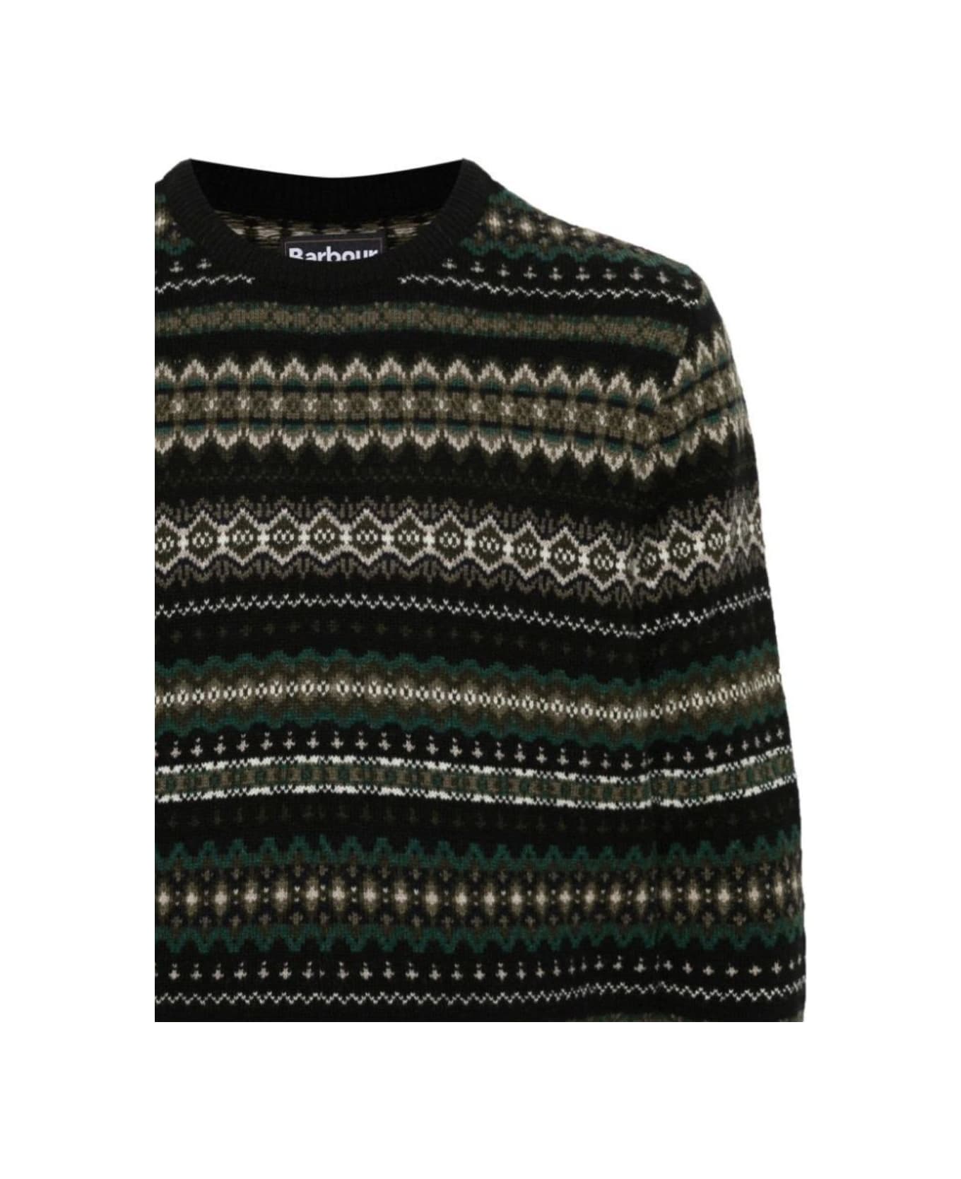 Barbour Case Fairisle Crew Neck Sweater - Black Marl