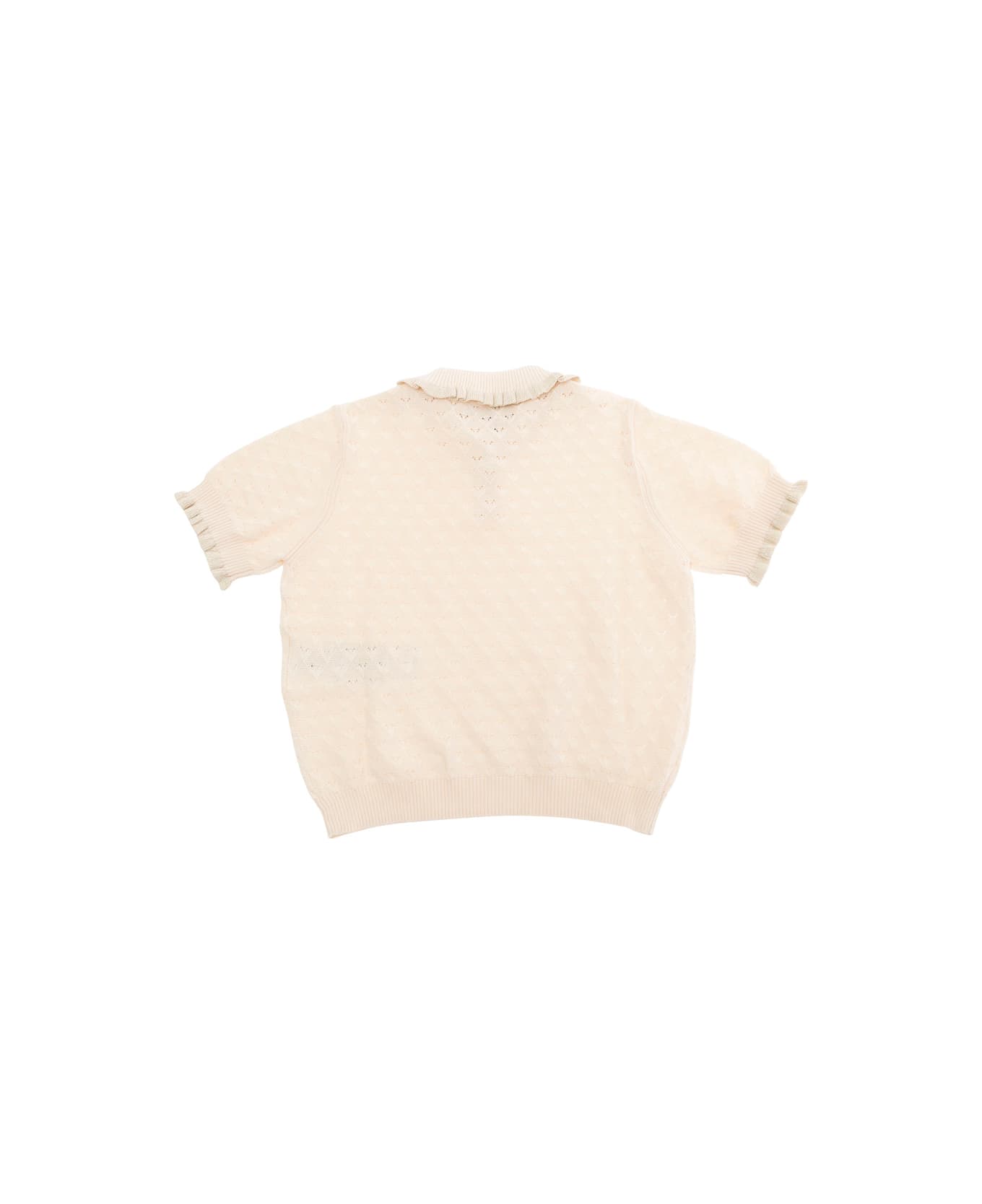 Emporio Armani Beige T-shirt With Spread Collar In Cotton Girl - Beige