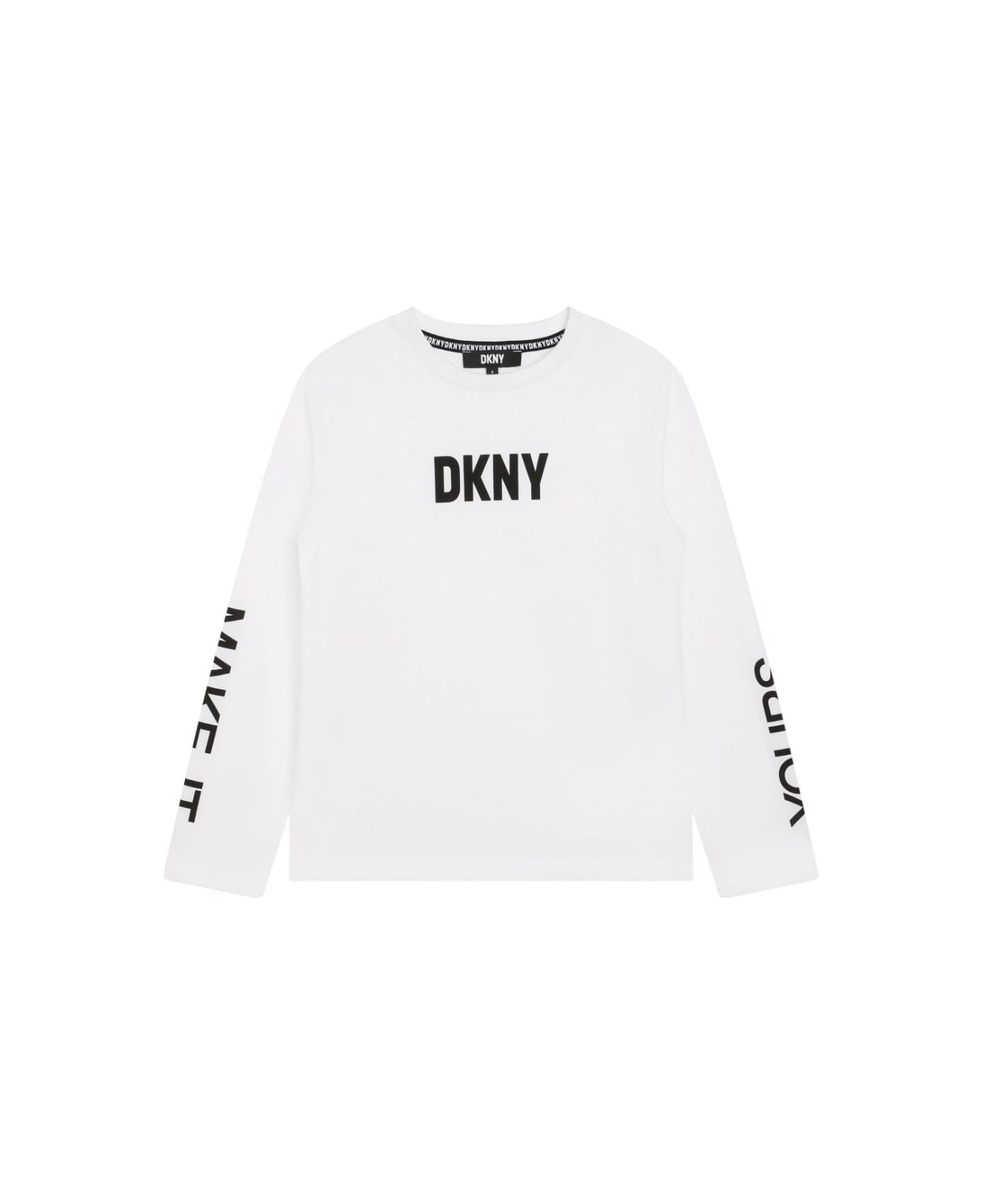 DKNY T-shirt Nera In Jersey Di Cotone Bambino - Nero