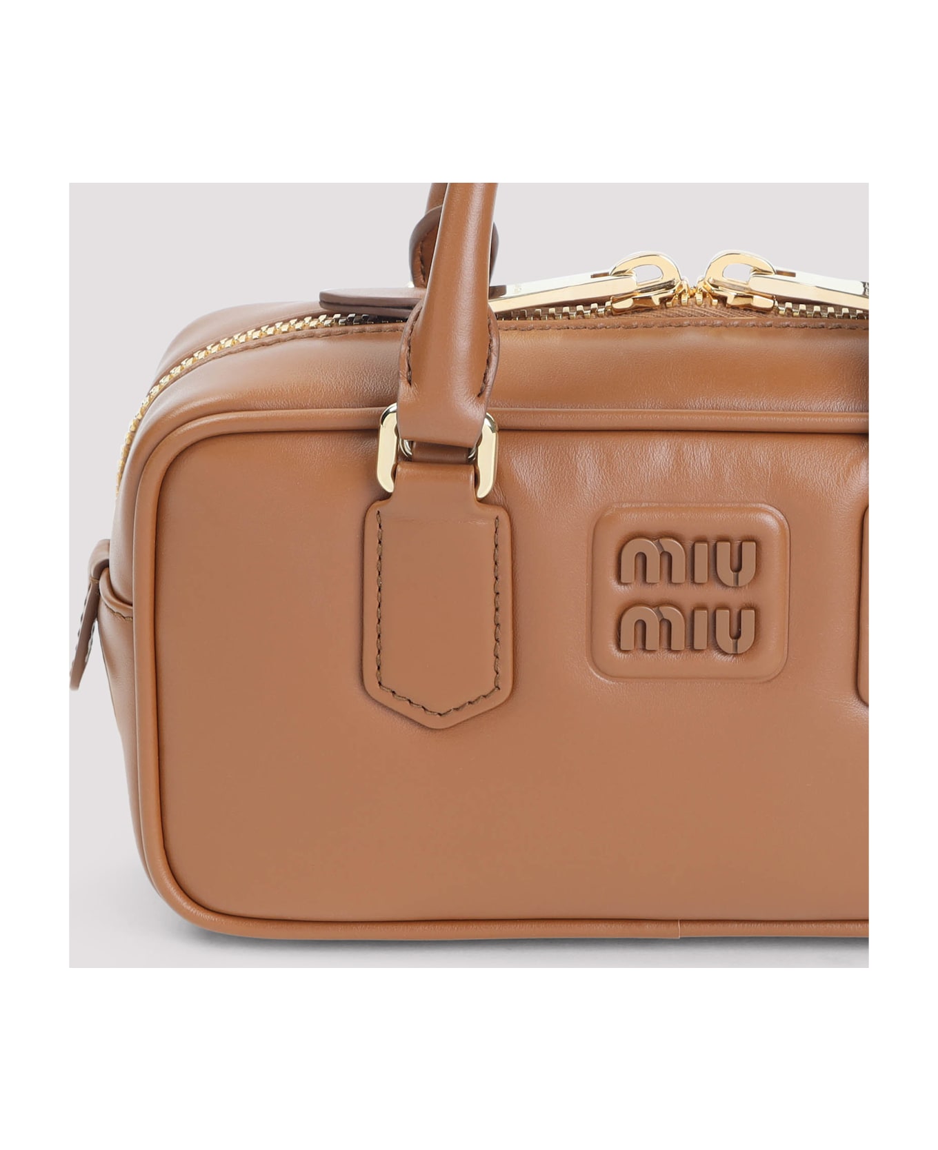 Miu Miu Arcadie Calf Leather Handbag - Cognac