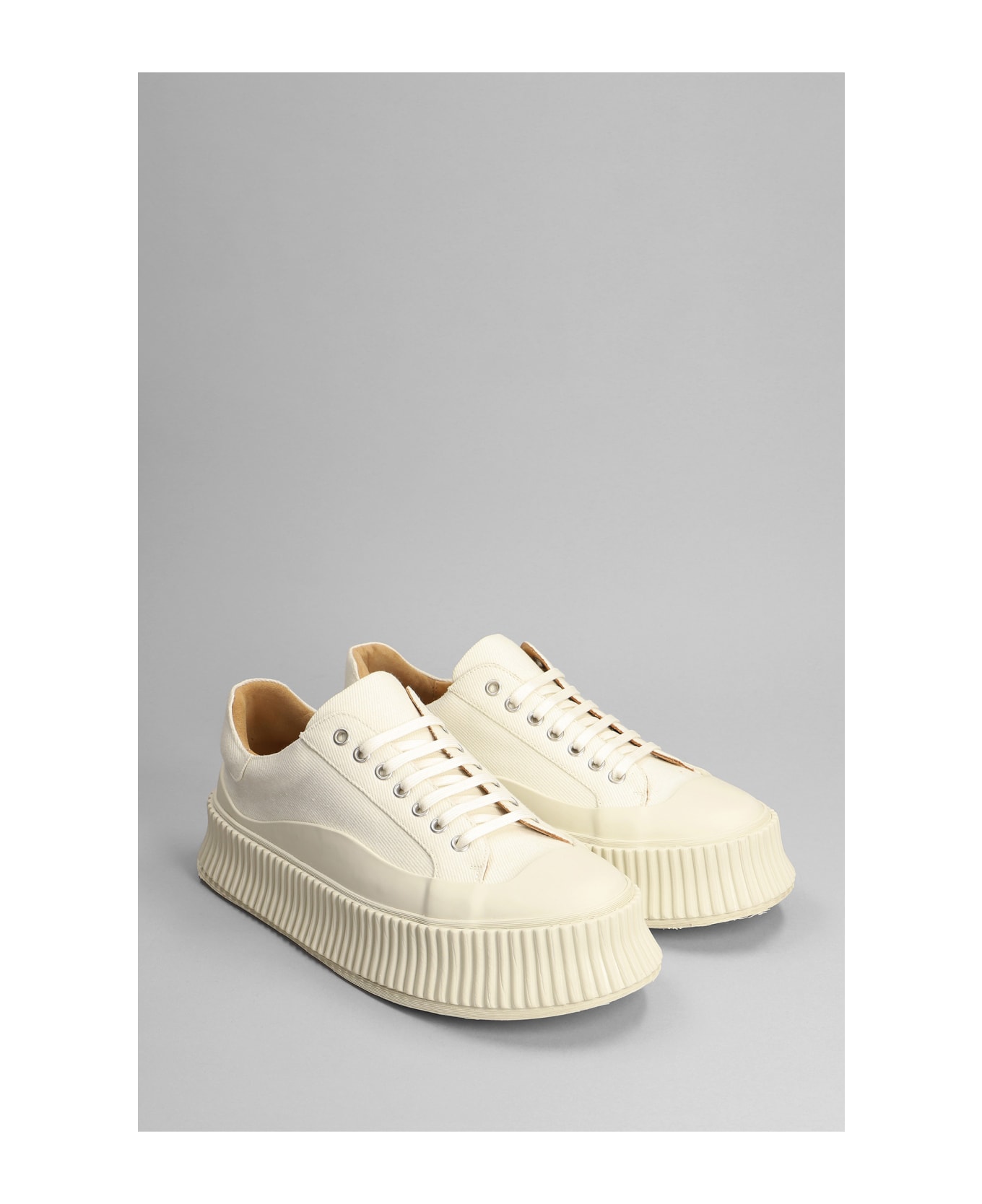 Jil Sander White Leather Blend Sneakers - Beige
