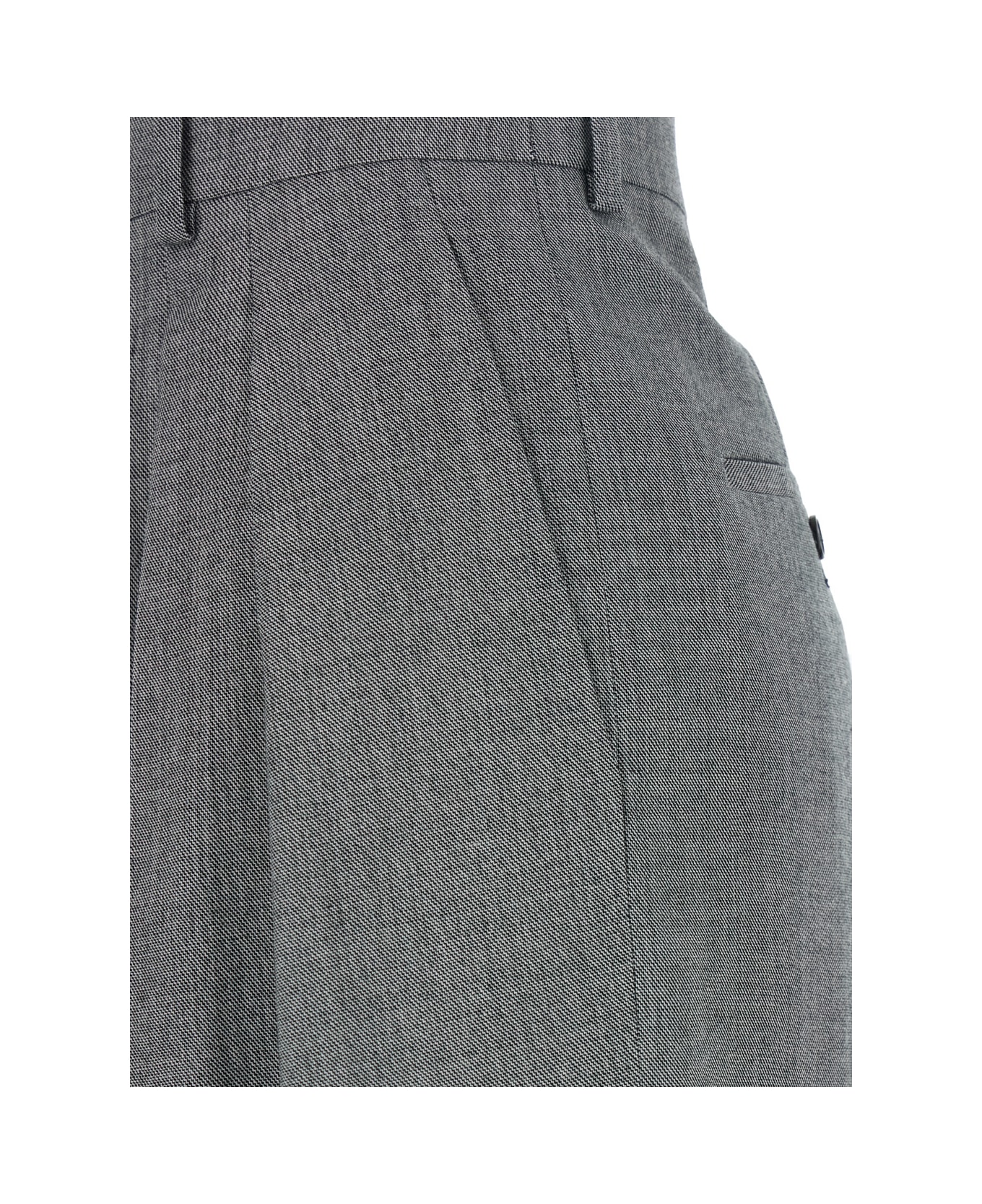 Saint Laurent Grey Pants With Pences And Belt Loops In Wool Woman - GREY
