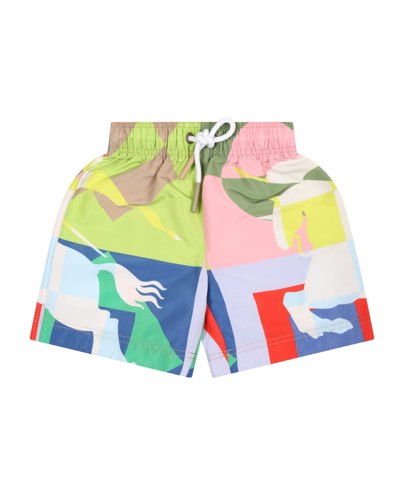 Burberry Multicolor Swim Shorts For Baby Boy With Equestrian Knight - Multicolor