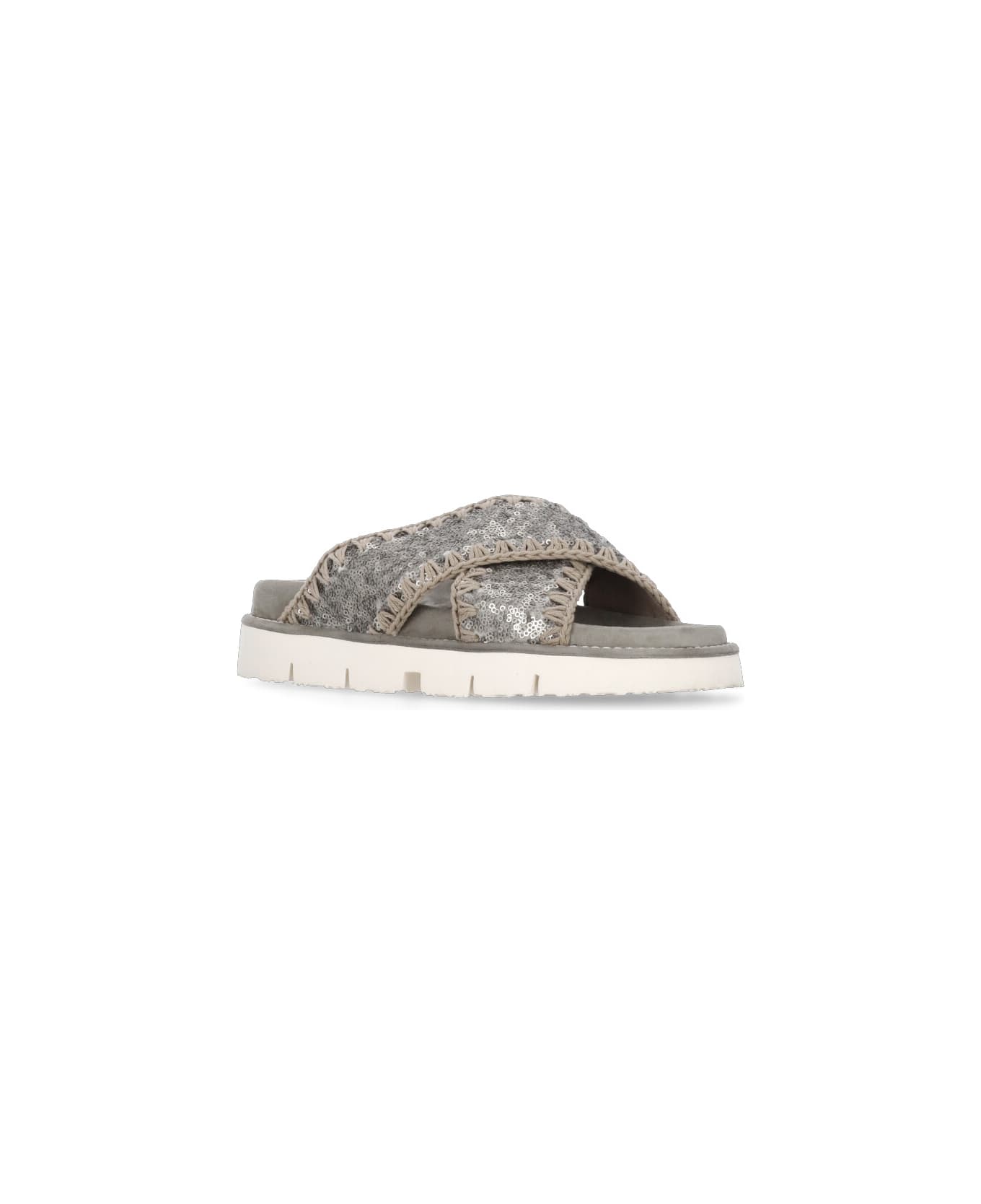 Mou Bio Criss-cross Sandals - Silver