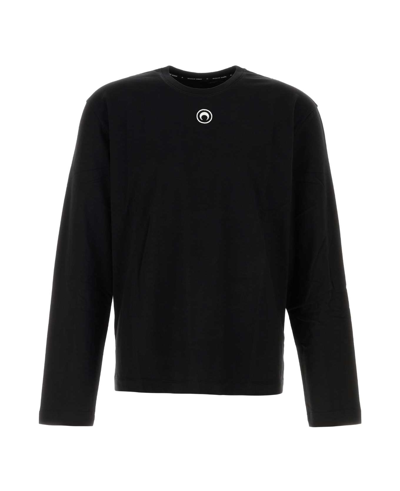 Marine Serre Black Cotton T-shirt - BLACK