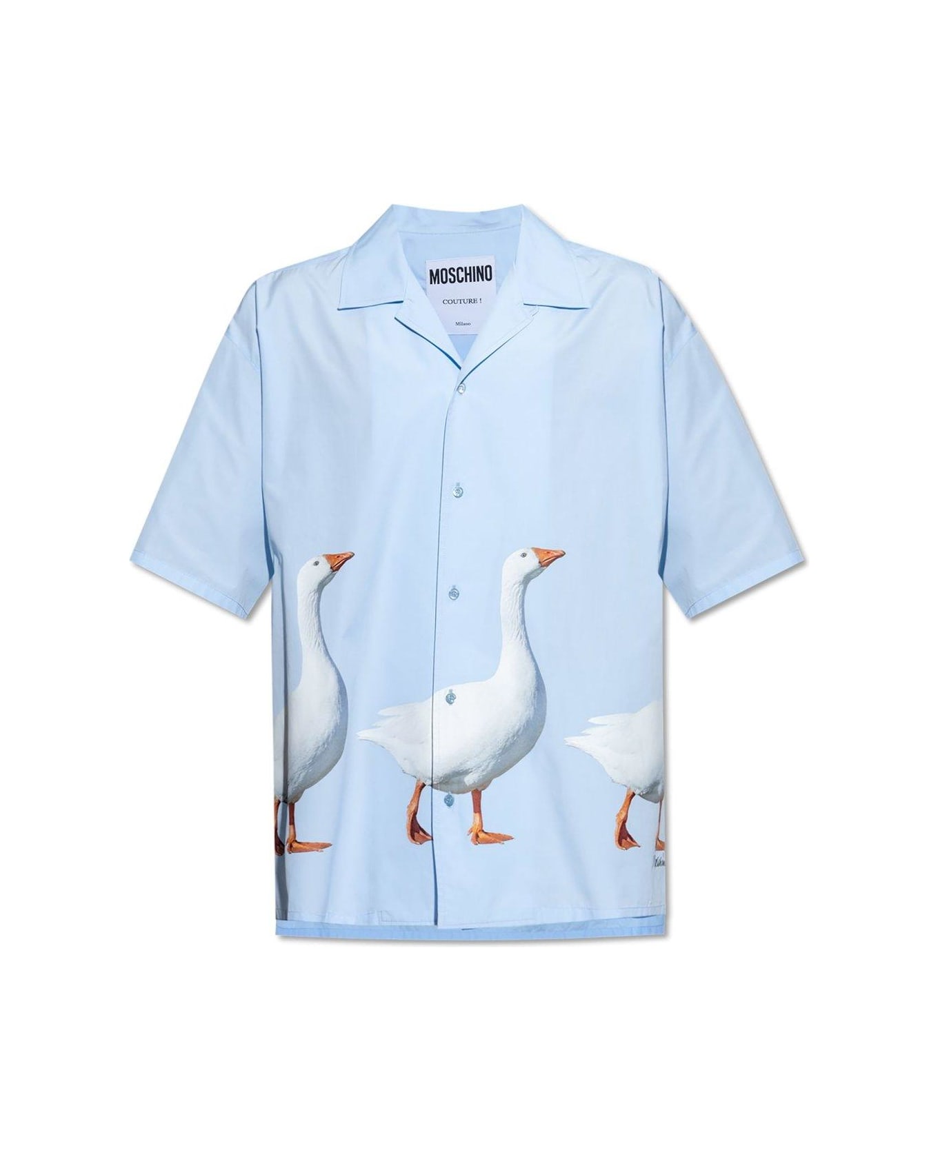 Moschino Animal Print Motif Short-sleeved Shirt - BLUE