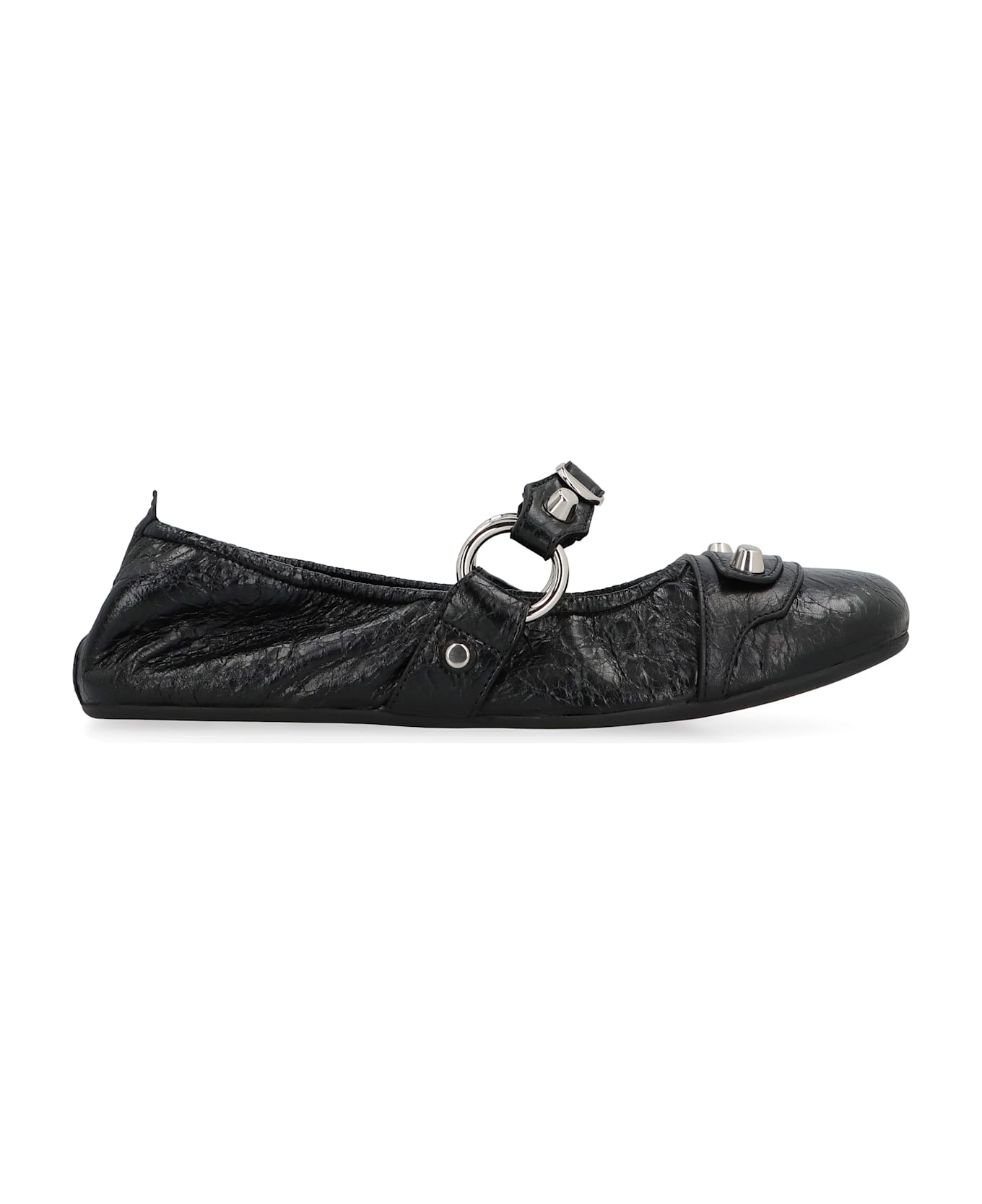 Balenciaga City Leather Ballet Flats - BLACK