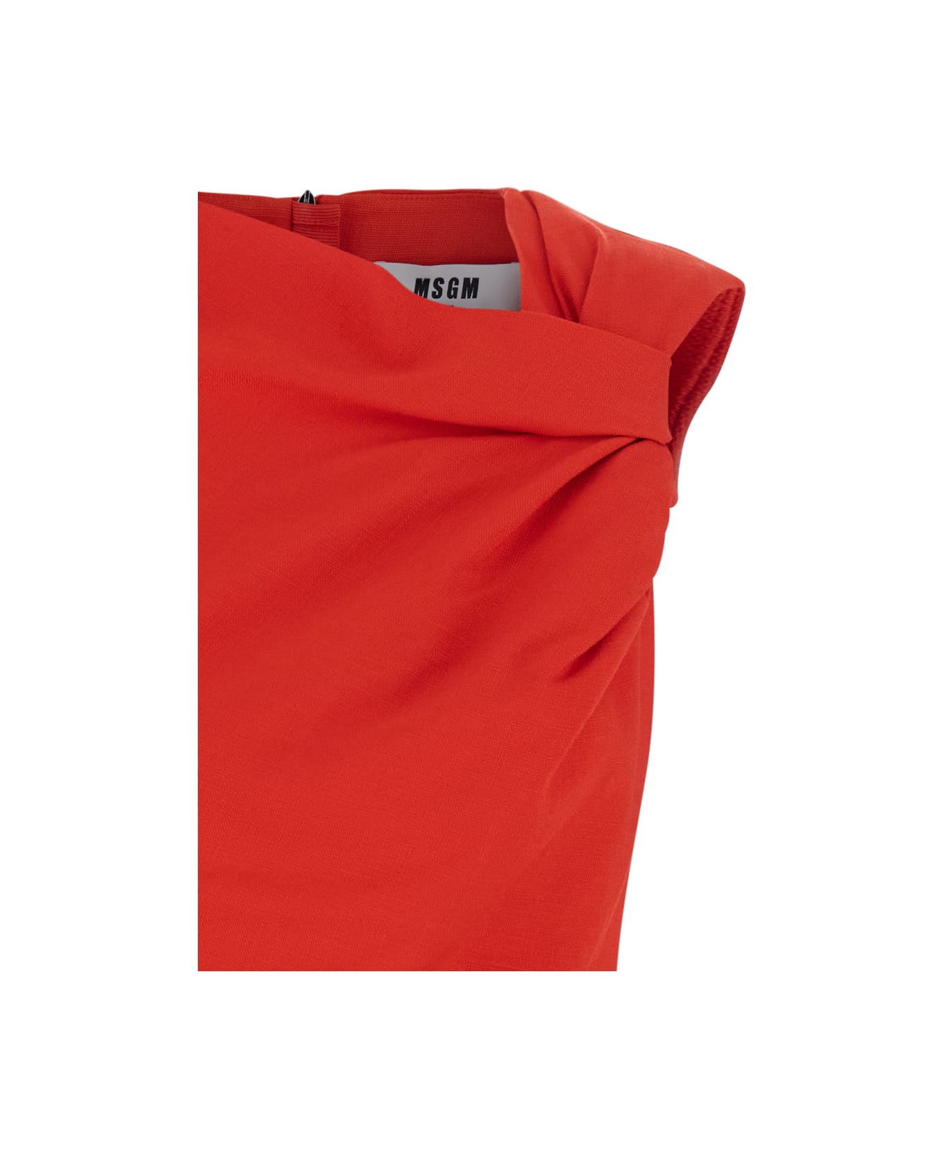 MSGM Dress With Ruches Details - Red