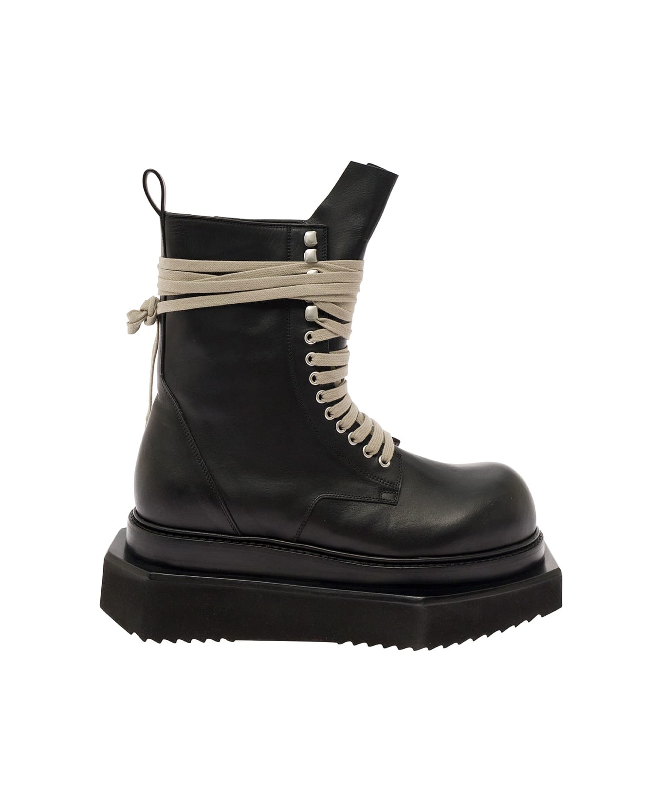 Rick Owens 'turbo Cyclops' Black Lace-up Boots With Oversized Platform In Leather Man - Black