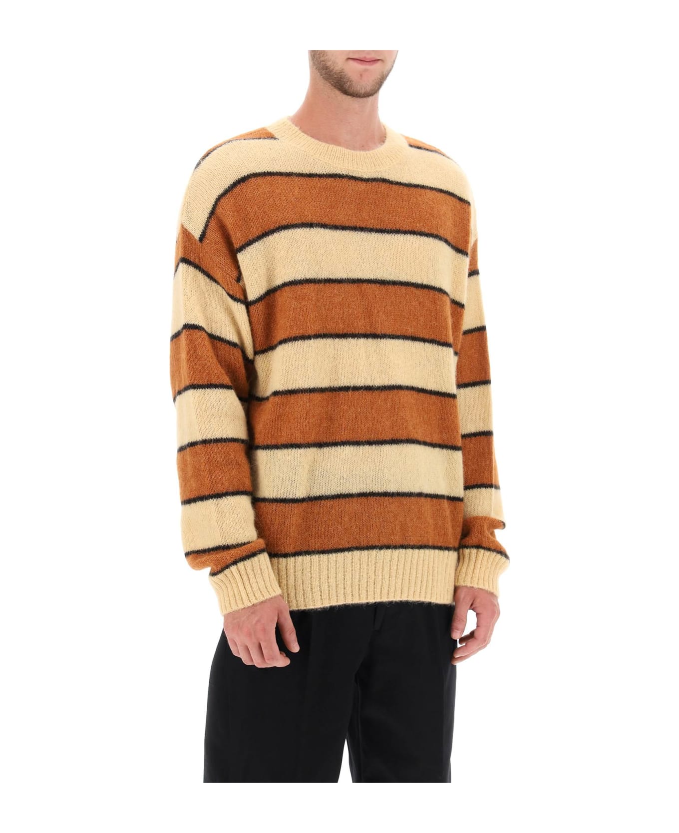 Closed Striped Wool And Alpaca Sweater - HAY YELLOW (Orange)