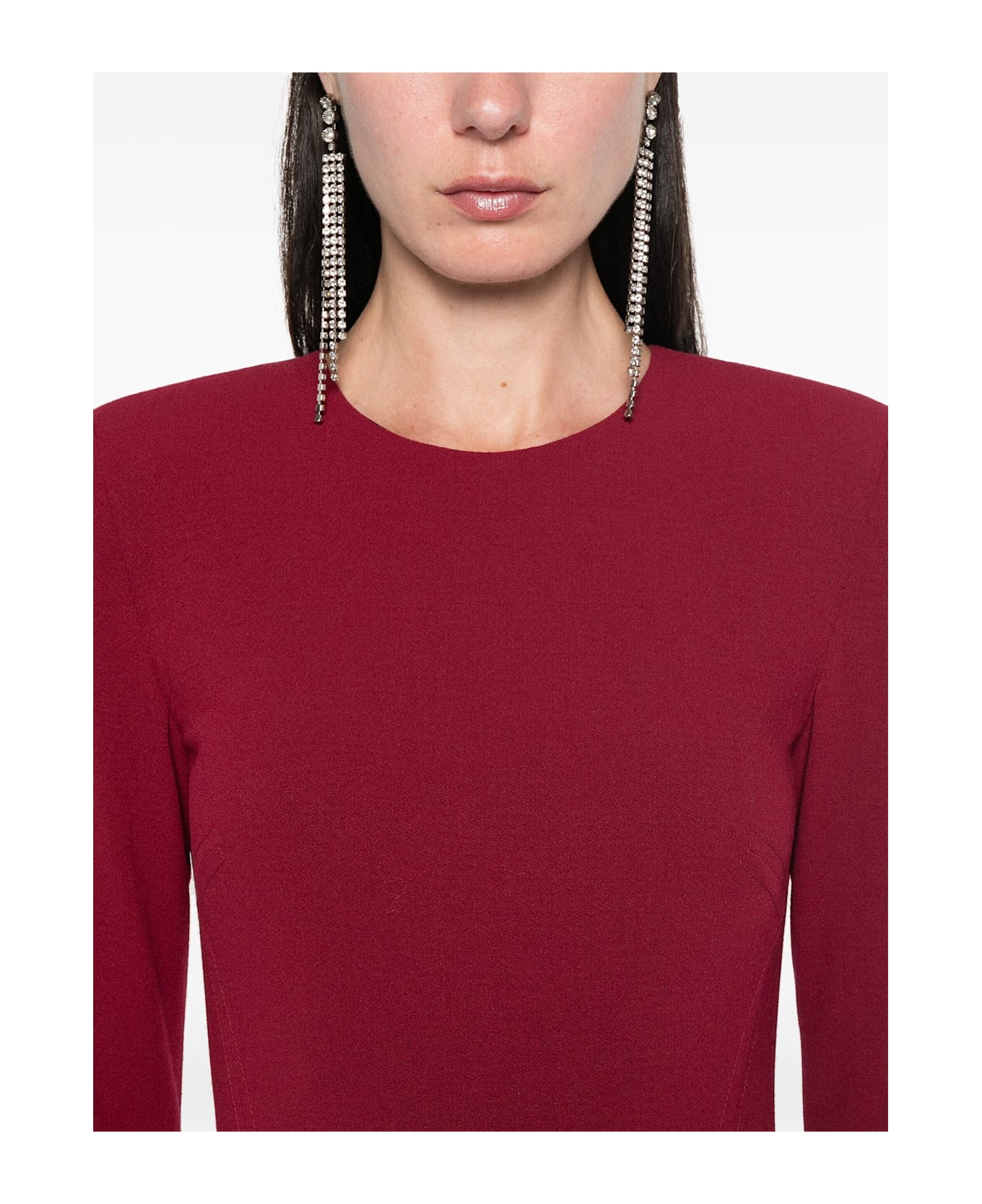 Victoria Beckham Tshirt Fitted Dress Long Sl - Oxblood