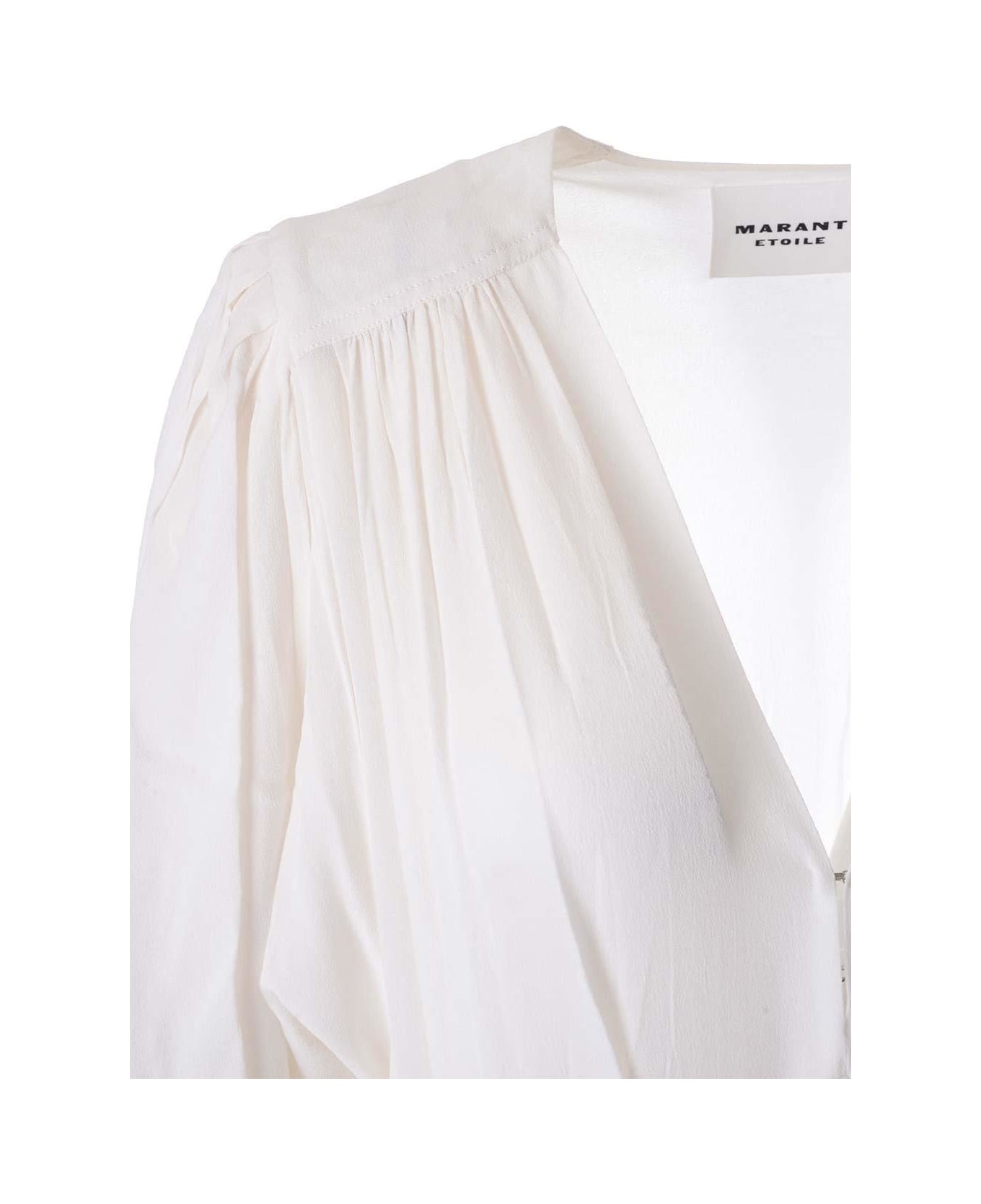 Marant Étoile Long-sleeved V-neck Dress - Beige