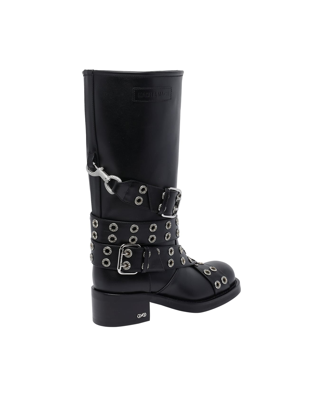 Mach 
Mach Buckle Belt Vintage Leather Combat Boots - Black