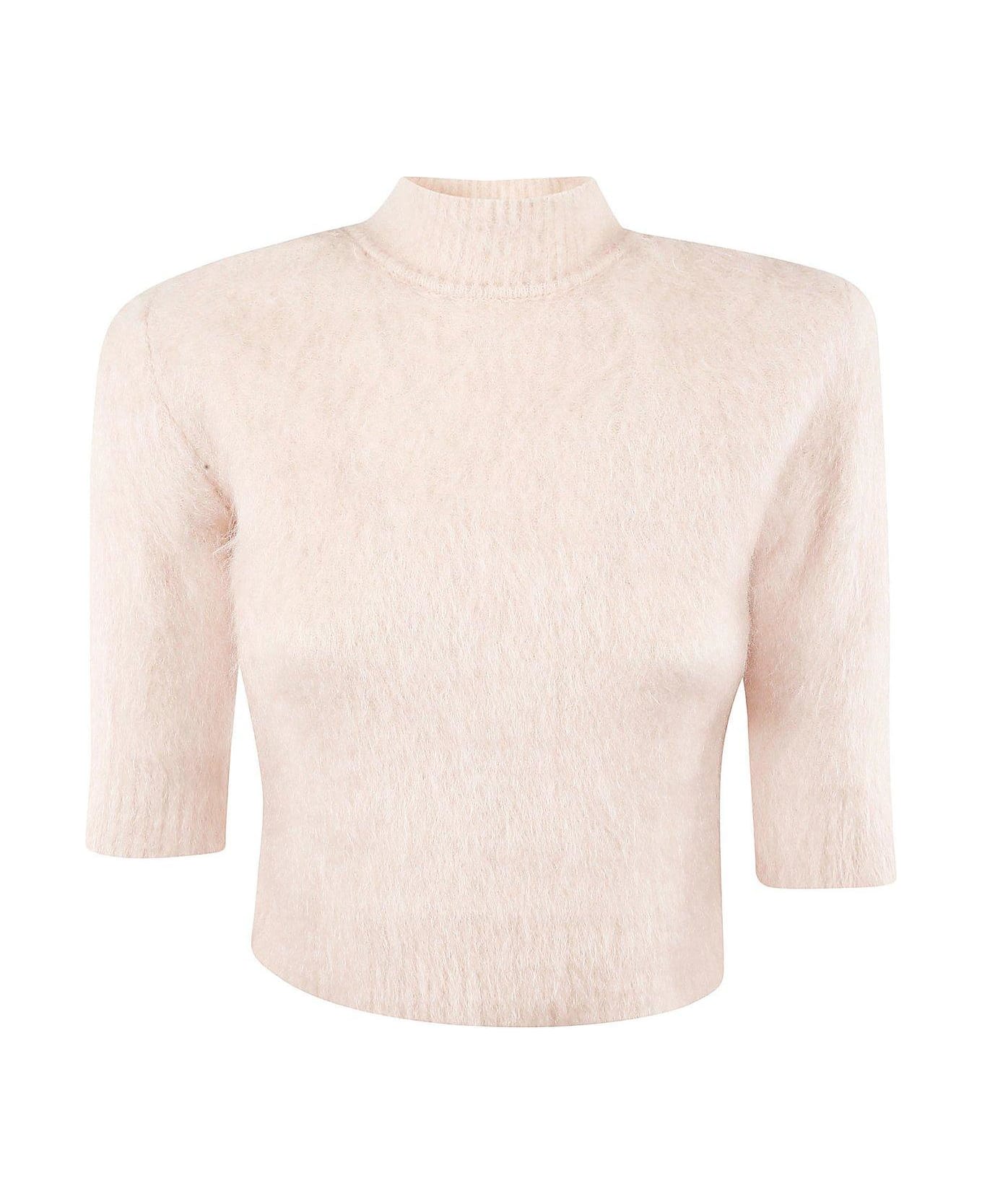 SportMax High-neck Cropped Sweater - PINK
