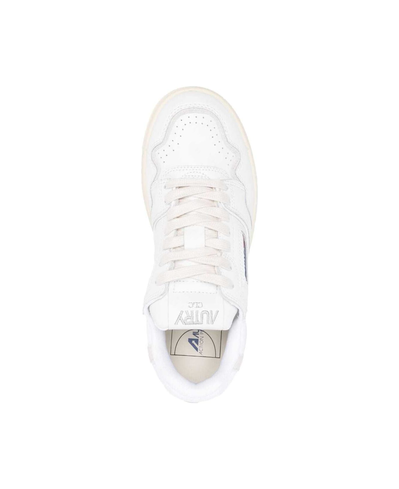 Autry White Low Top Sneakers With Logo Patch In Leather And Suede Woman - White