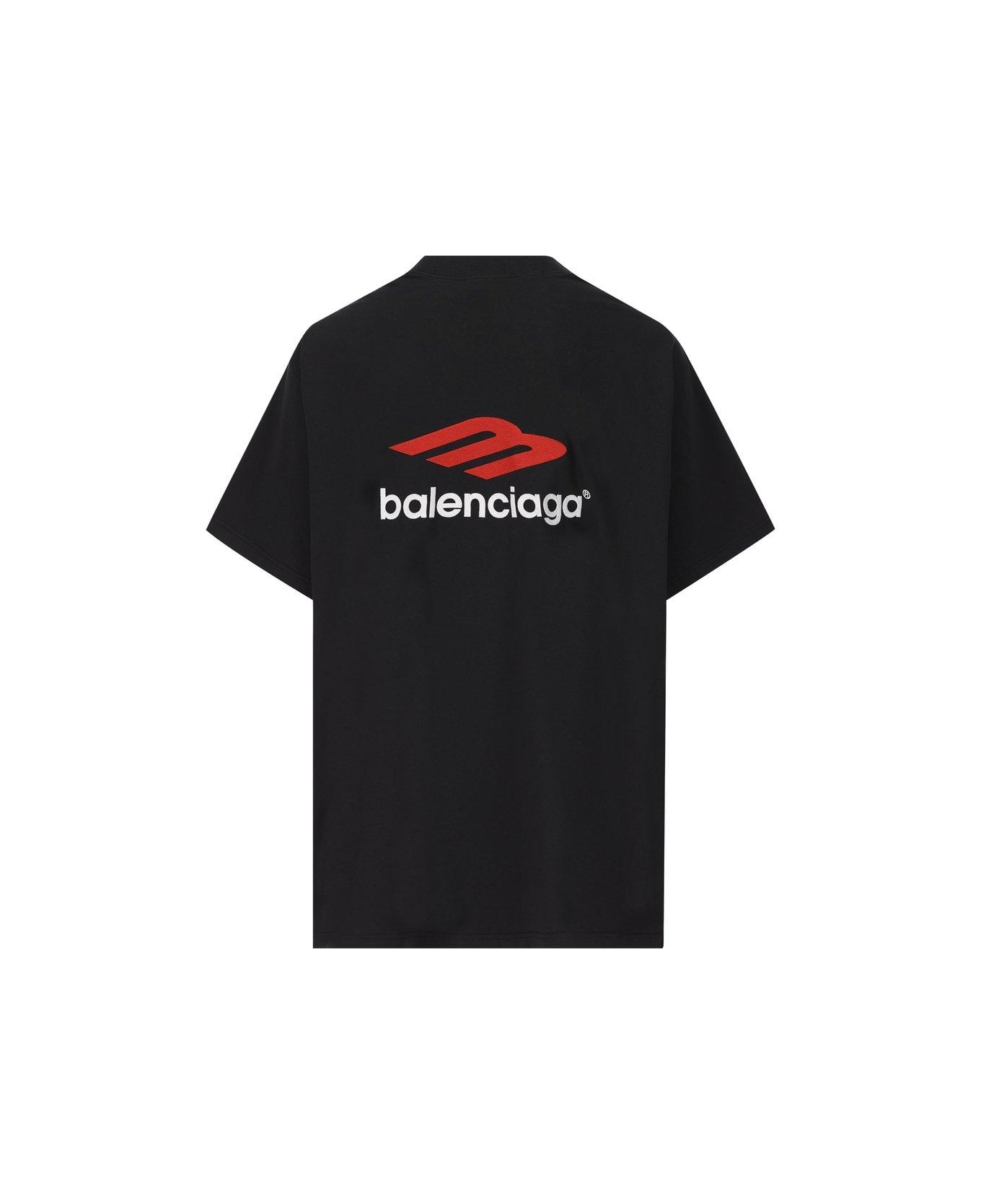 Balenciaga Tape Type Logo T-shirt - Wash Black Fade Blck