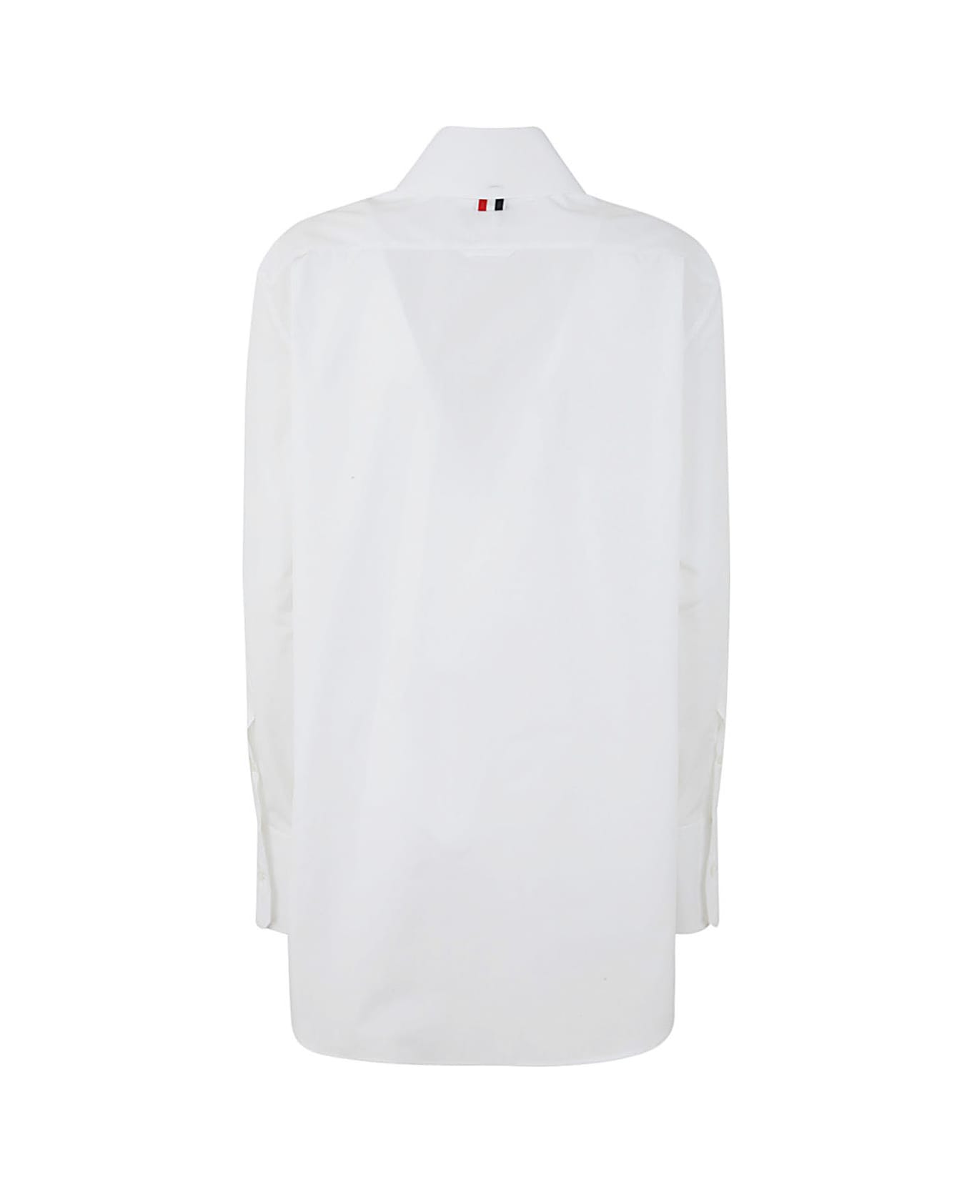 Thom Browne Exaggerated Easy Fit Point Collar Shirt In Poplin - White