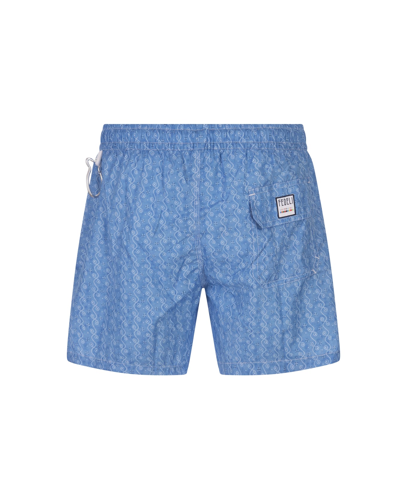 Fedeli Blue Swim Shorts With Micro Pattern - Blue