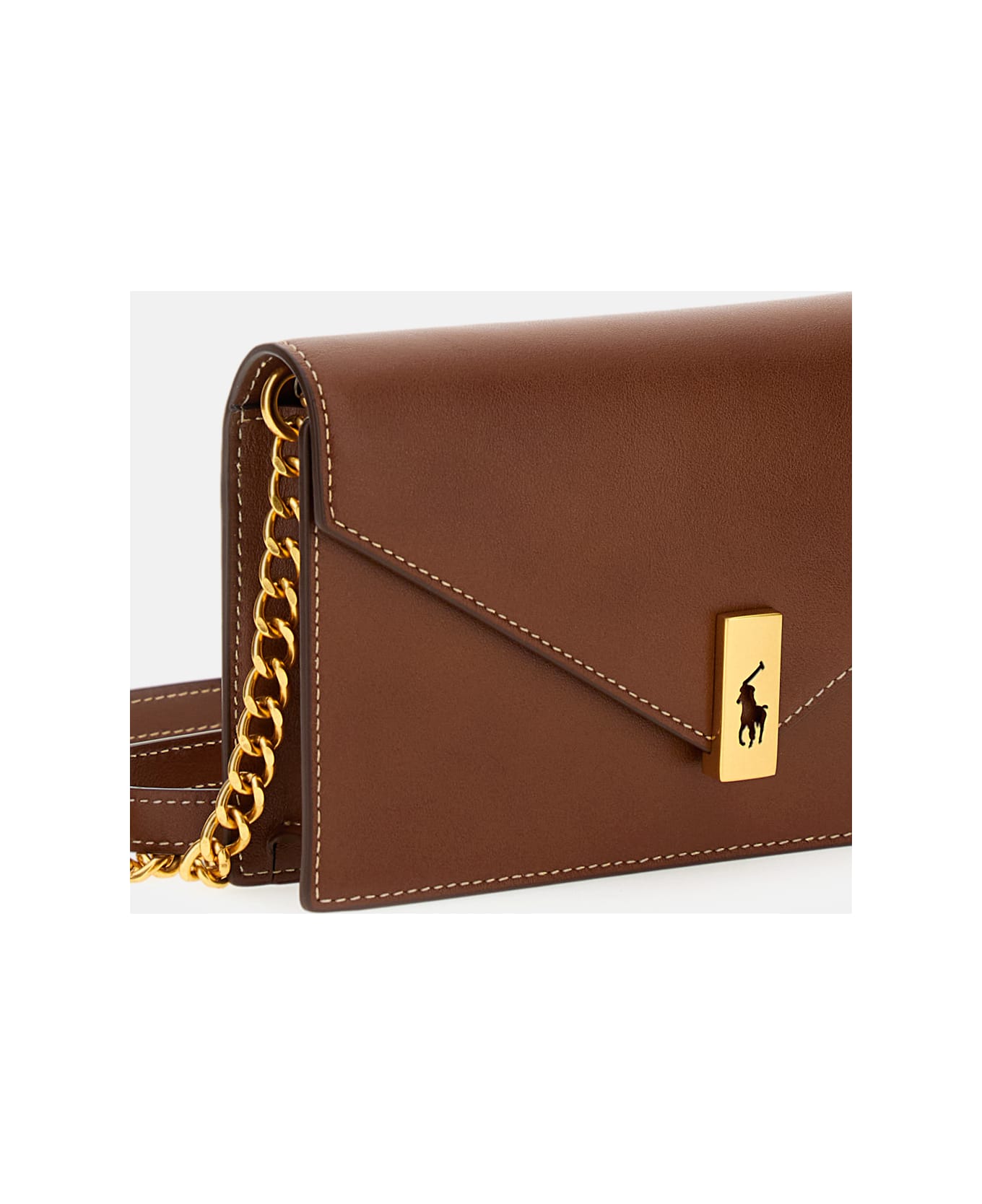 Polo Ralph Lauren Polo Id Leather Chain Wallet And Bag - Brown